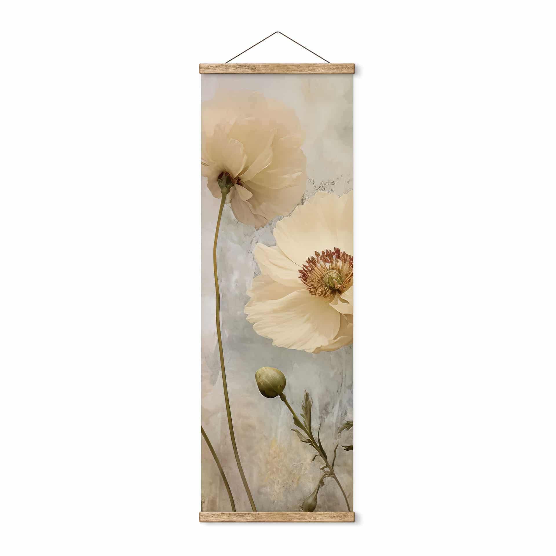 Tekstil plakat Blomsterpragt i varme pastelfarver - Paksoylu - Panorama