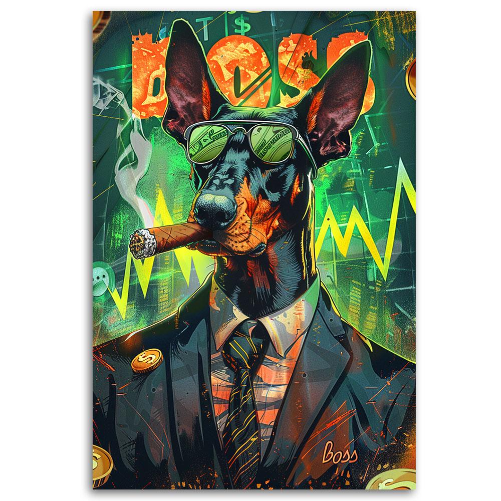 Canvasbillede, Farverig hund CEO AI