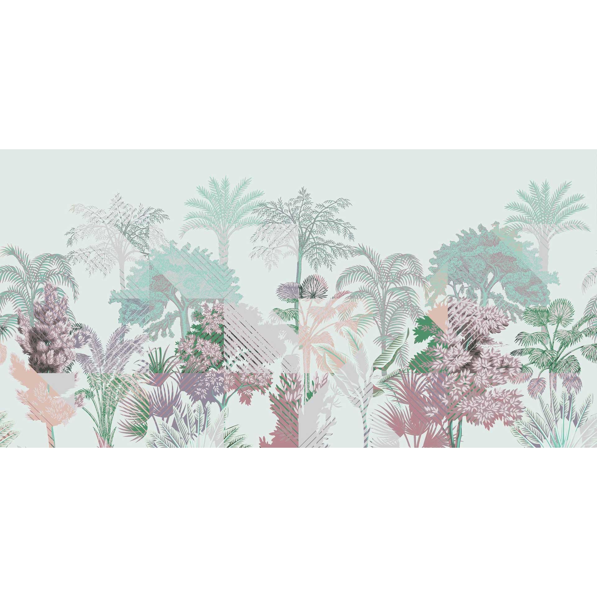 Tropisch fotobehang in pastelkleuren - vliesbehang met palm- en varenmotieven