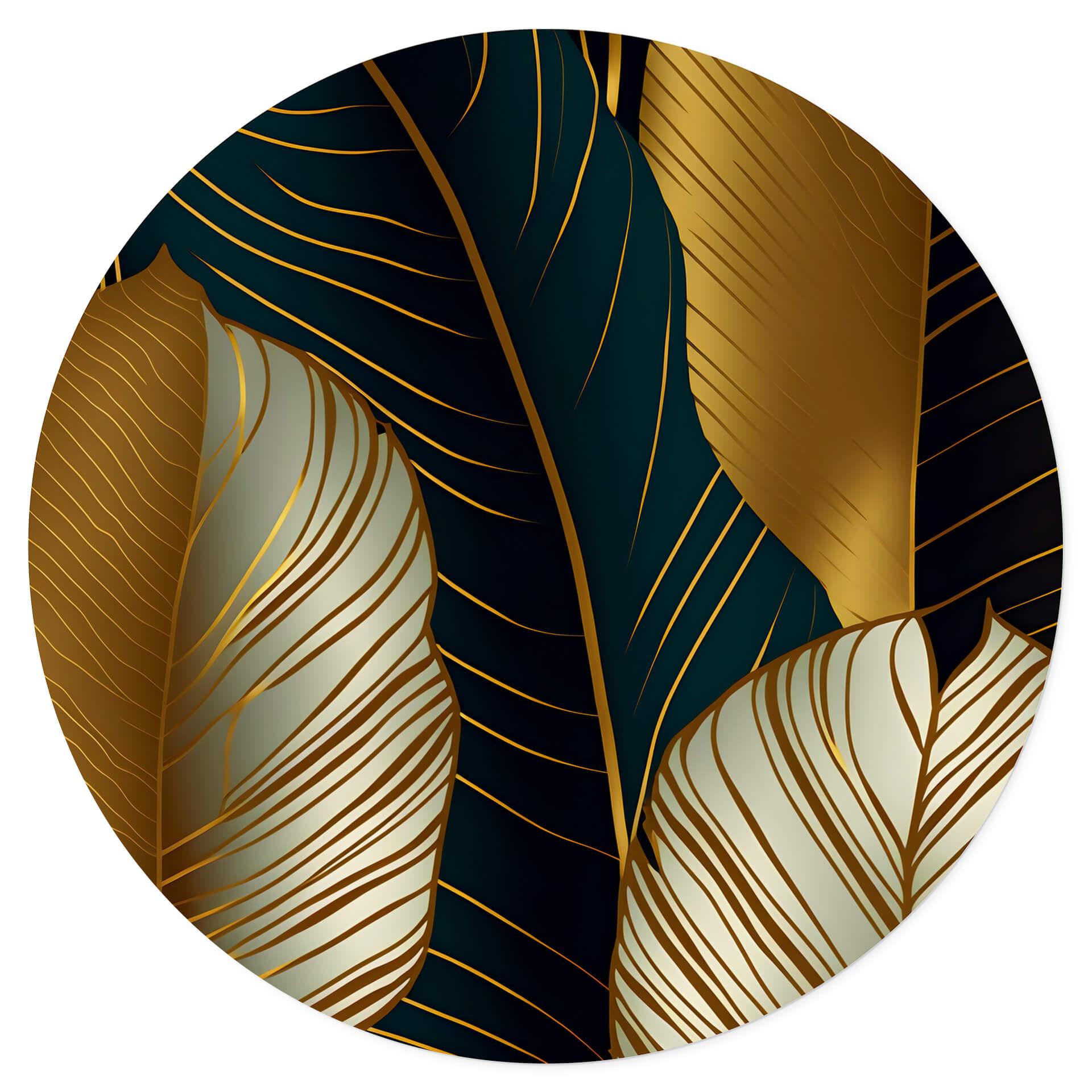 Muursticker rond - Gouden Palmbladeren