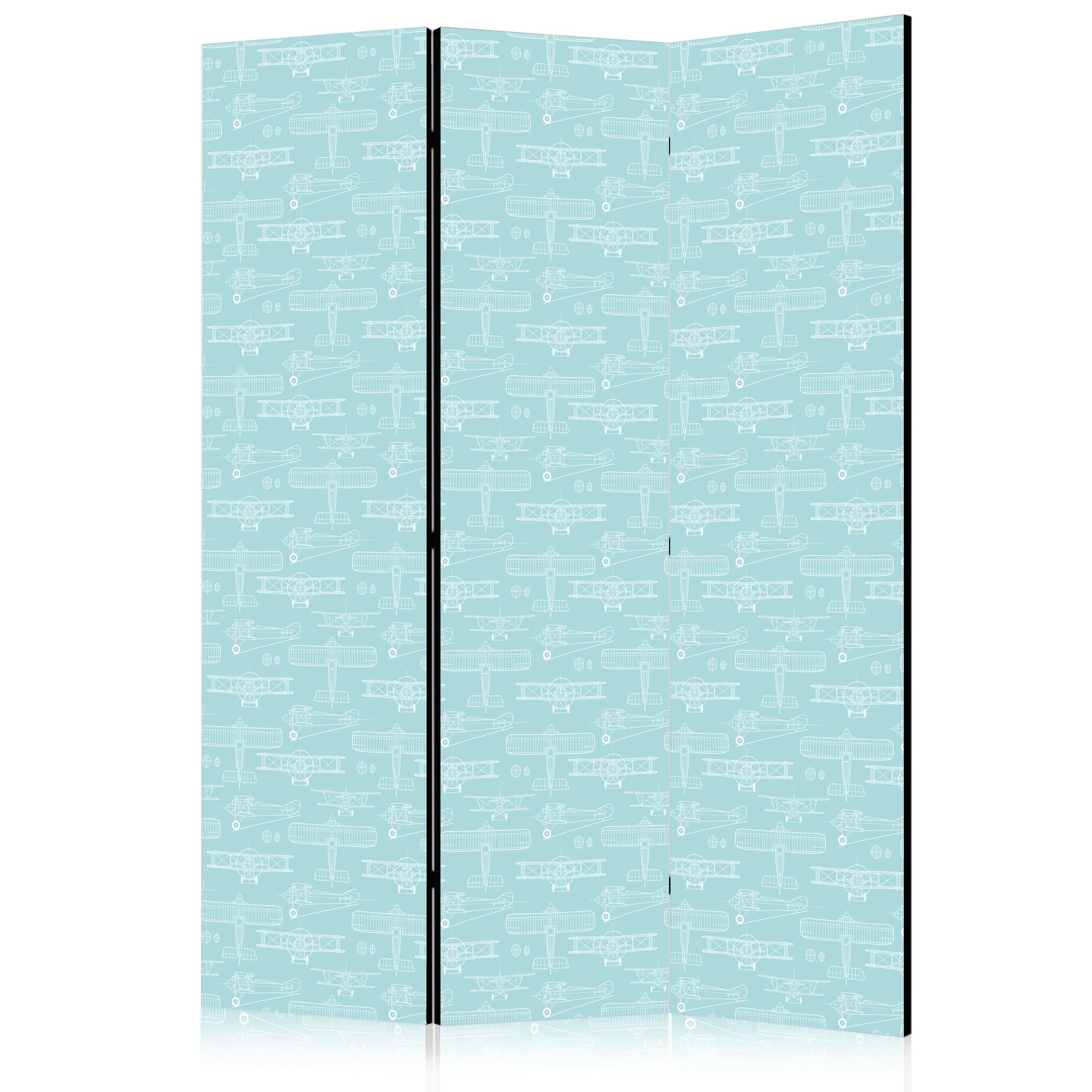 Paravent, Raumteiler freistehend, Trennwand - Sketch: Airplane Outline on Turquoise
