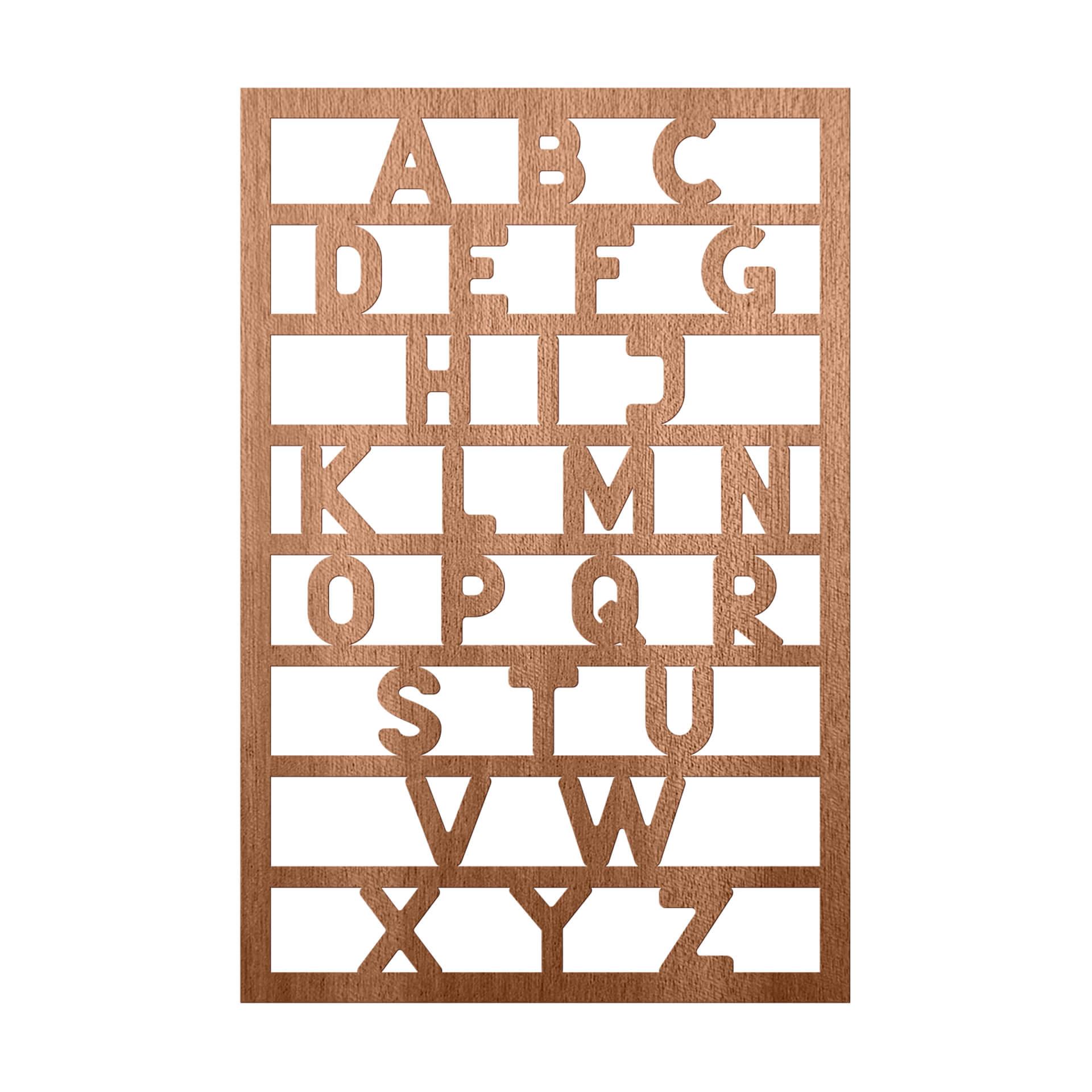 Decoración en madera caoba - Abecedario ABC