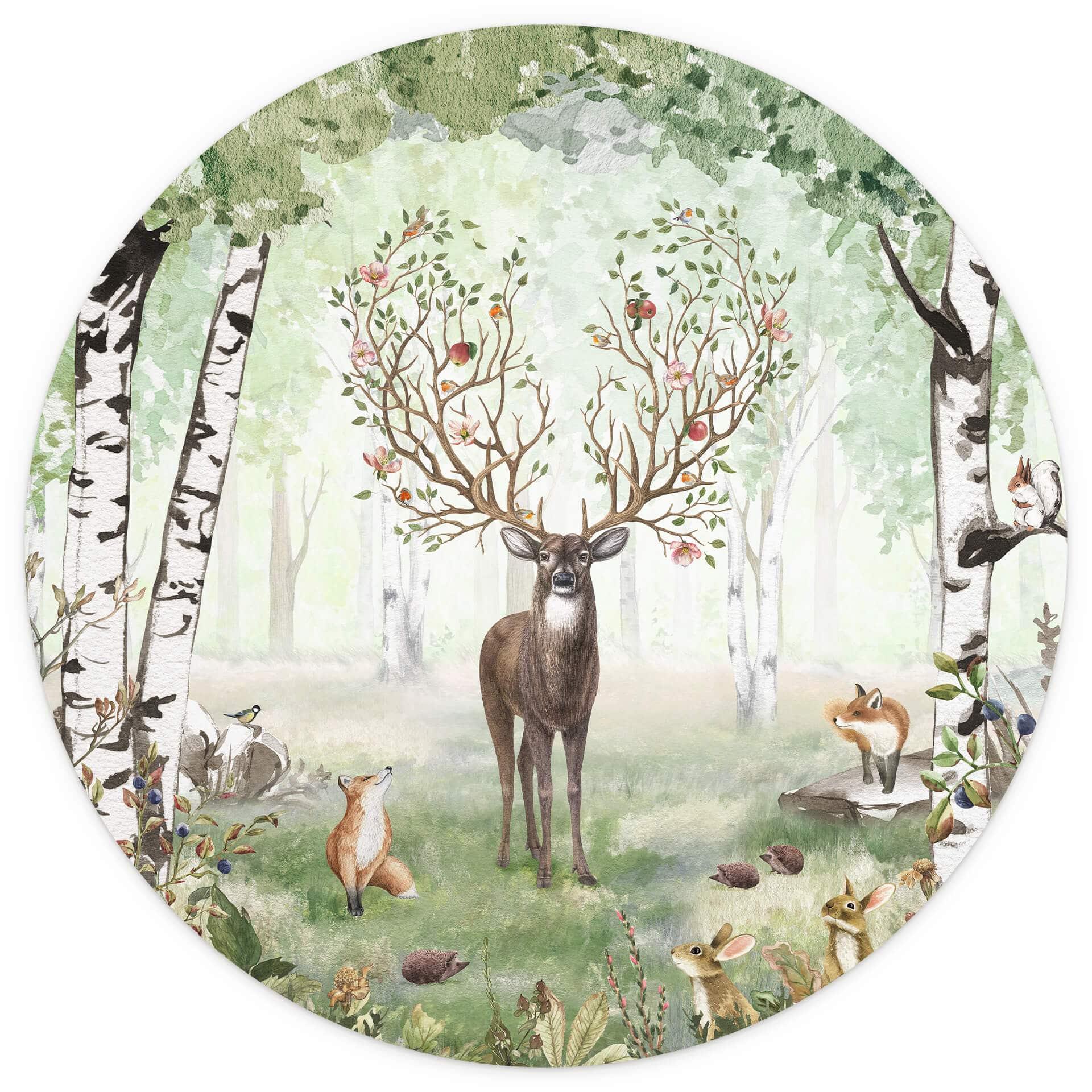 Behangcirkel Kikki Belle - Deer in Summer - vliesbehang/zelfklevend vliesbehang