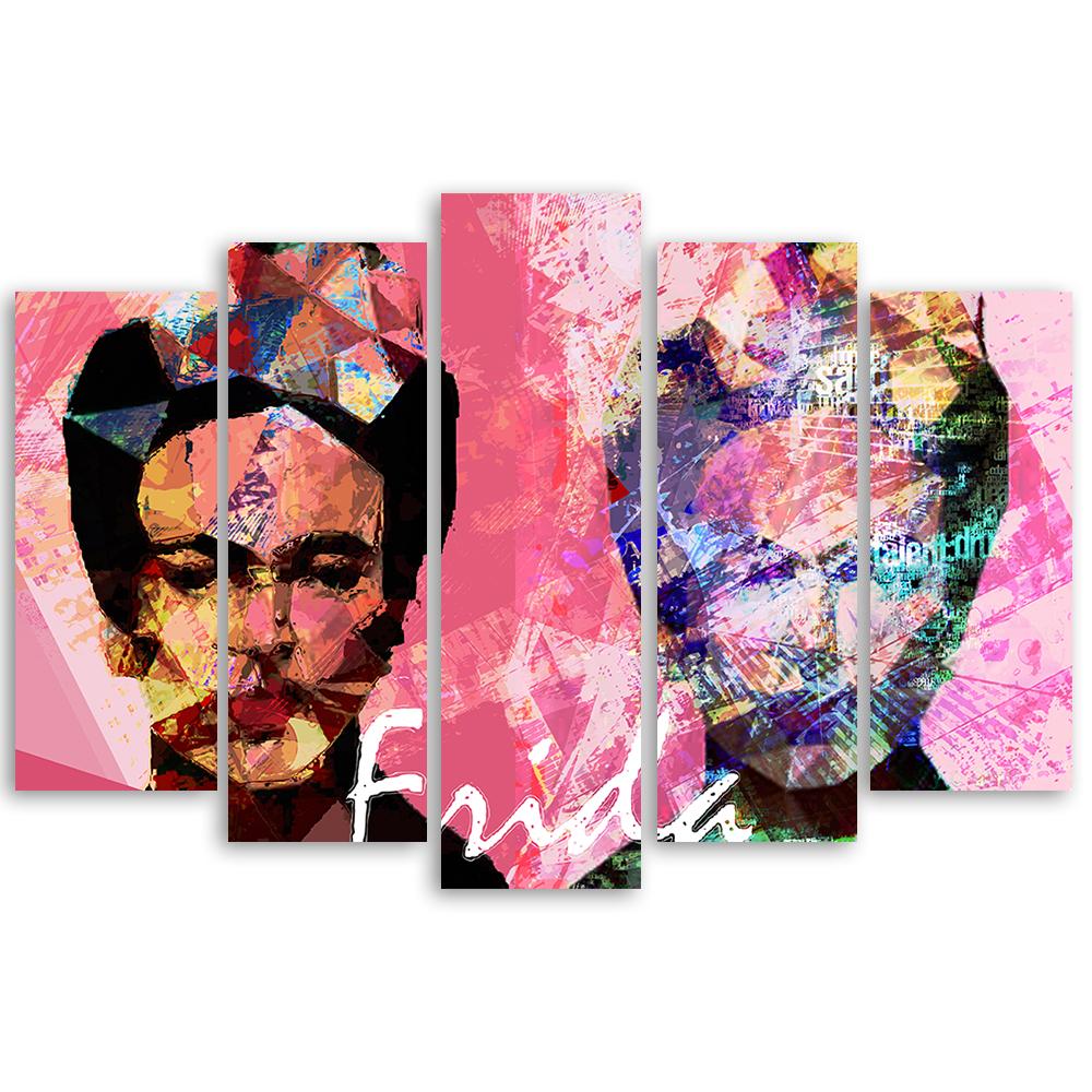 Lærredstryk 5 dele, Frida Kahlo