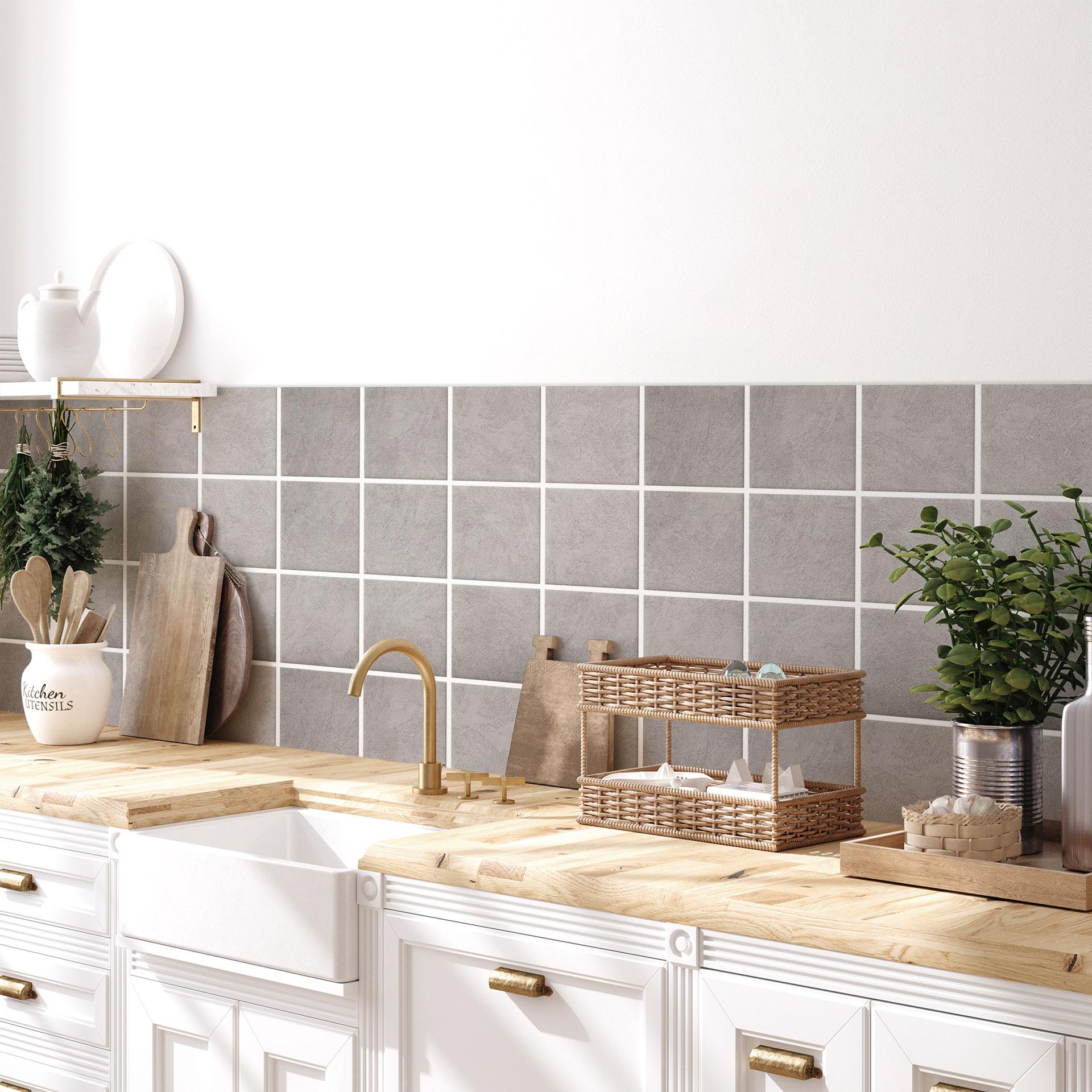 Fliesenaufkleber Beton Grau, Betonoptik, Möbelfolie, Badfolie, Küchenrückwand