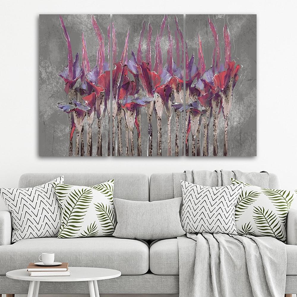 Lærred print 3 dele, planter blomster Simnitło