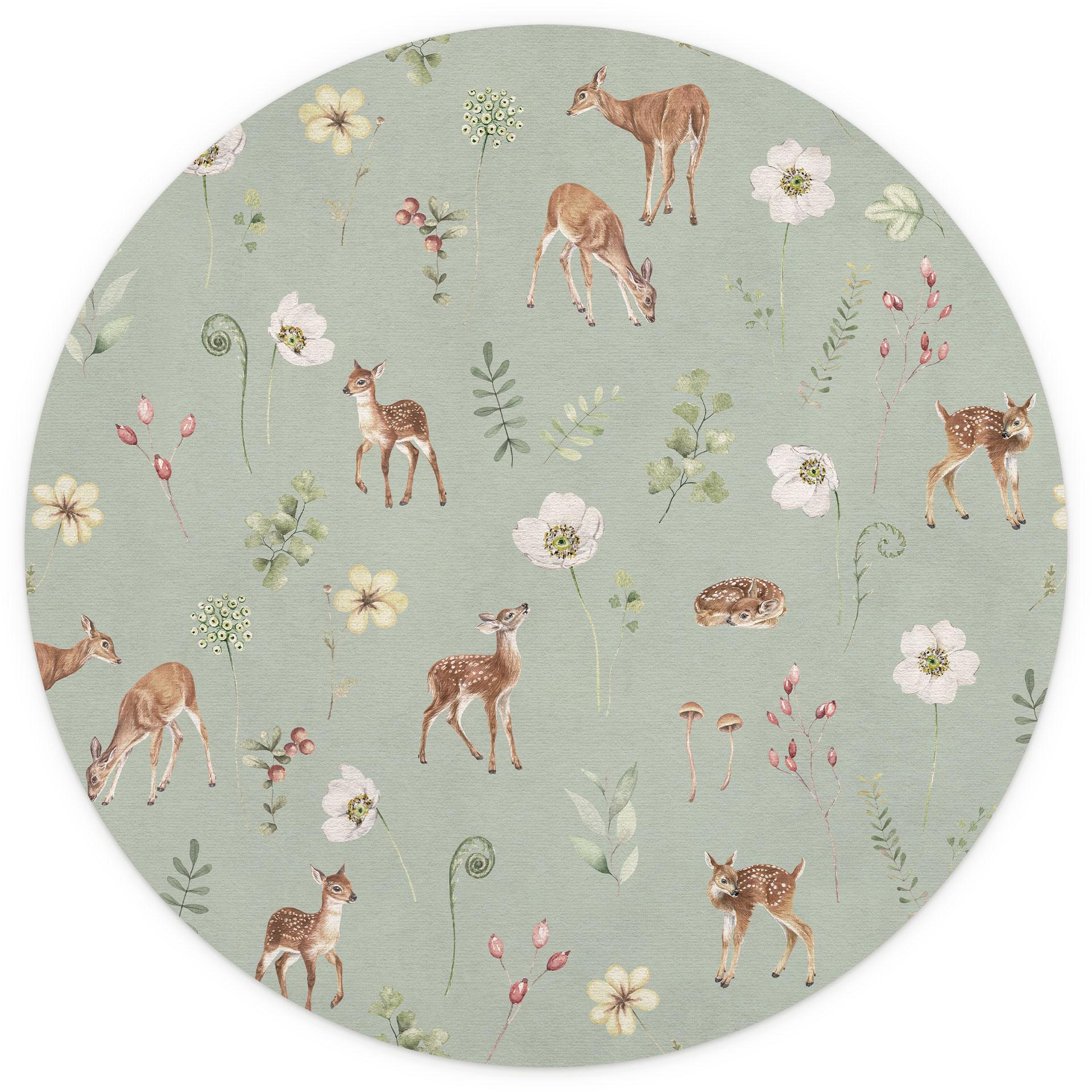 Fawn droom op het platteland - Kikki Belle - Rond - vliesbehang/zelfklevend vliesbehang