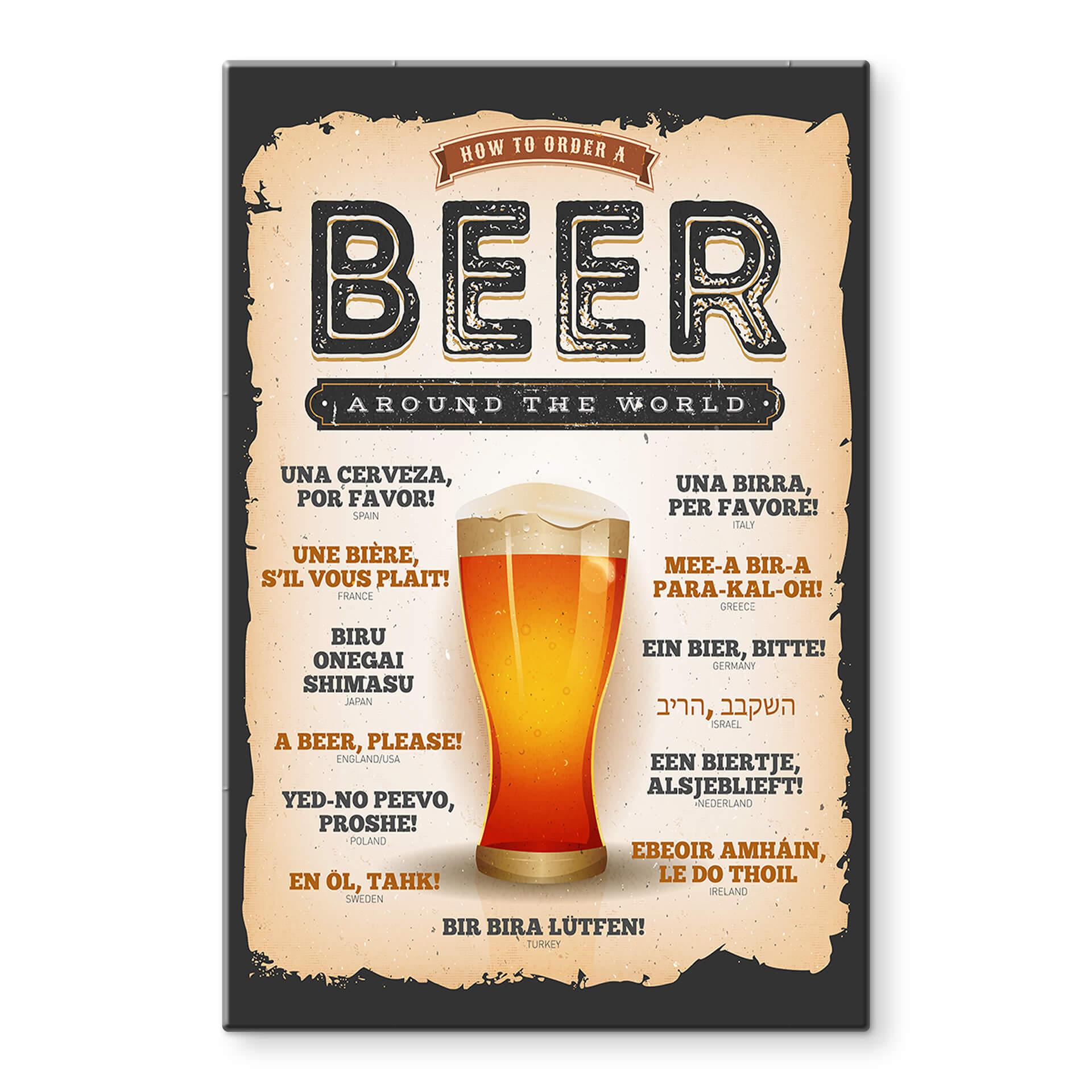 Tableau sur verre How to order a beer around the world