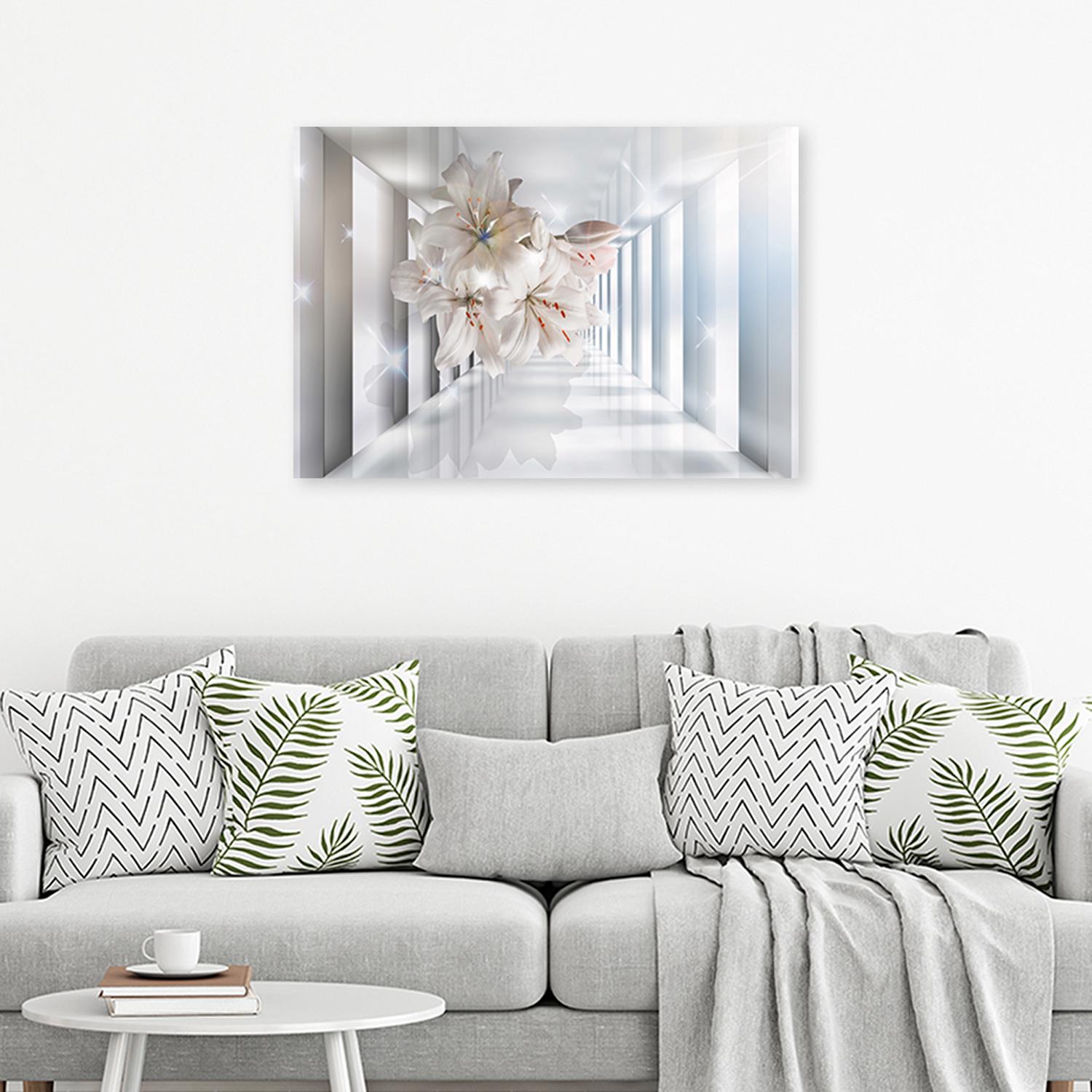 Canvasbillede, Blomster i 3D-tunnel