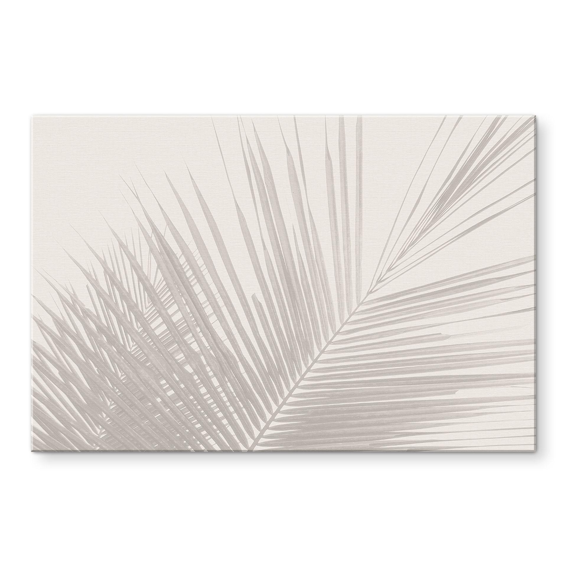 Billede af palmeblade i hørlook - Bloomery Decor – print på aluminium (Alu-Dibond)