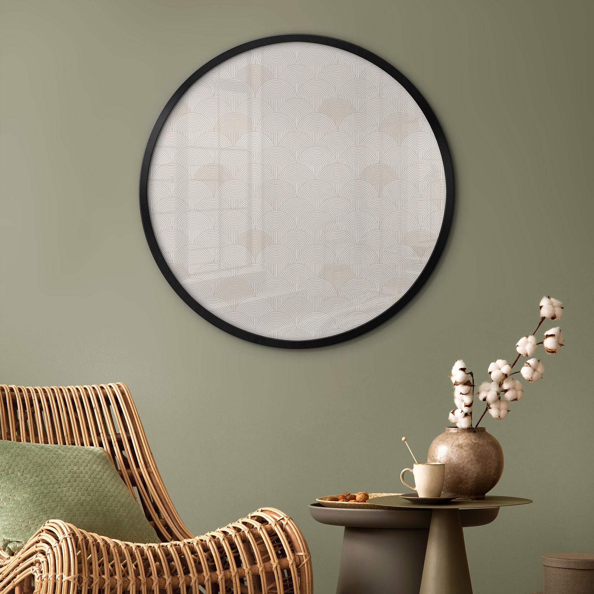 Plakat Abstrakte halvcirkler i blød beige - Bloomery Decor - Round