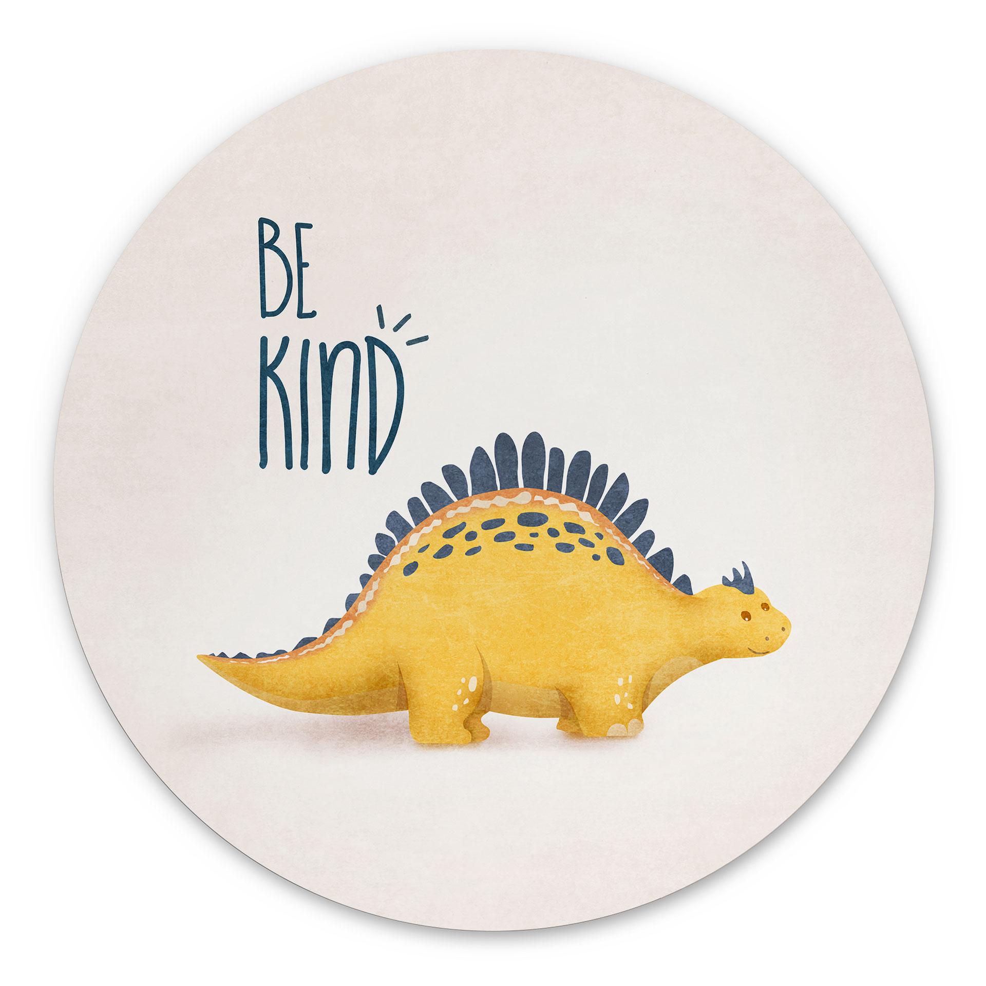 Vægcirkel Dino Be Kind - Stegosaurus - Tunaboylu – print på aluminium (Alu-Dibond)