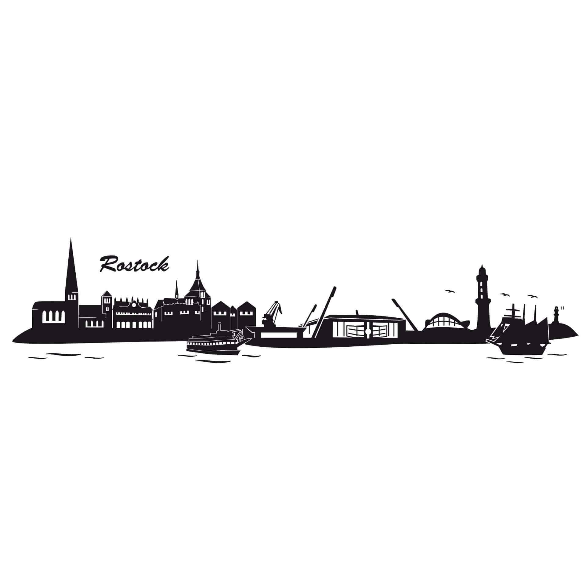 Wandtattoo Hansa Rostock Skyline mit Logo farbig