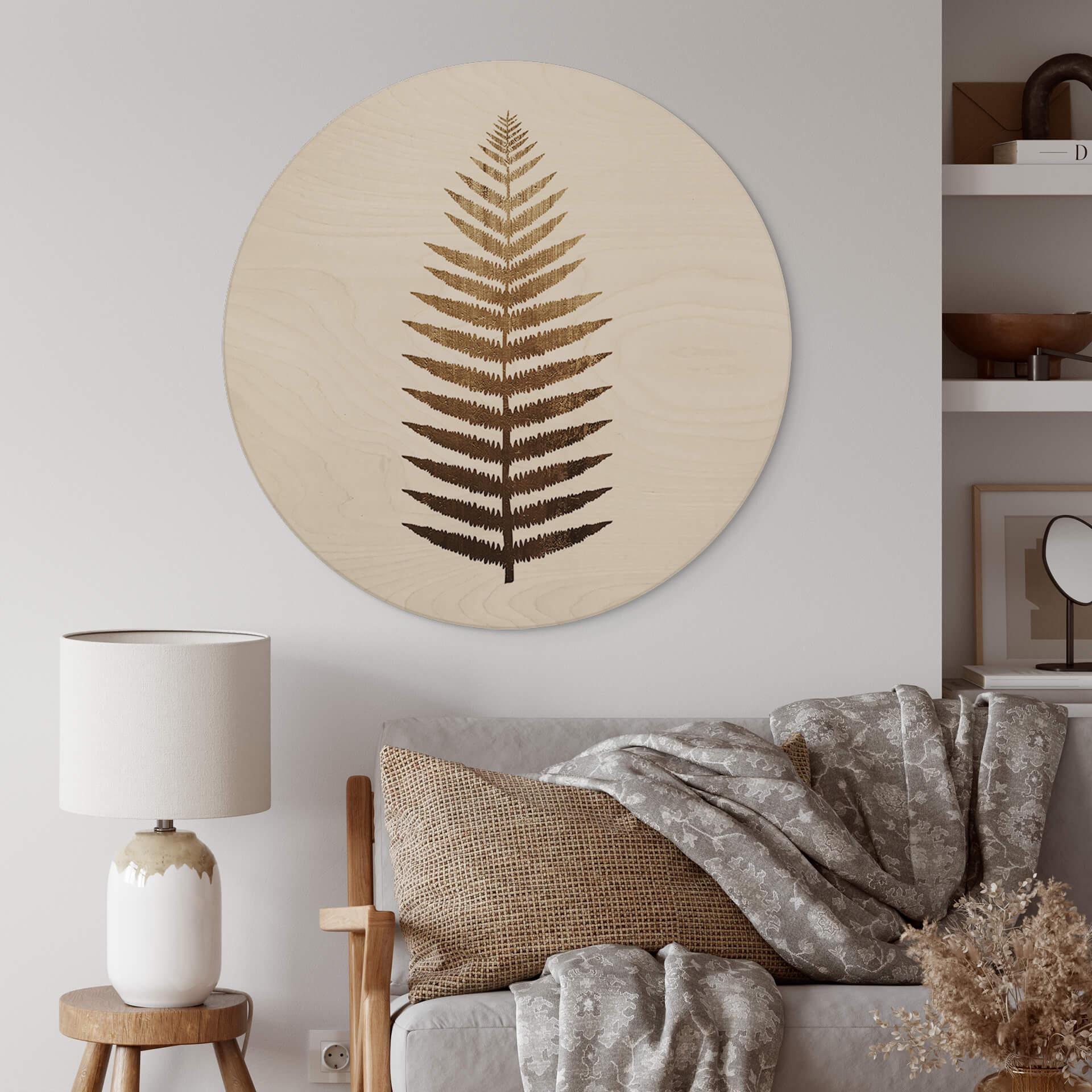 Væg cirkel træ Kubistika - Golden Fern