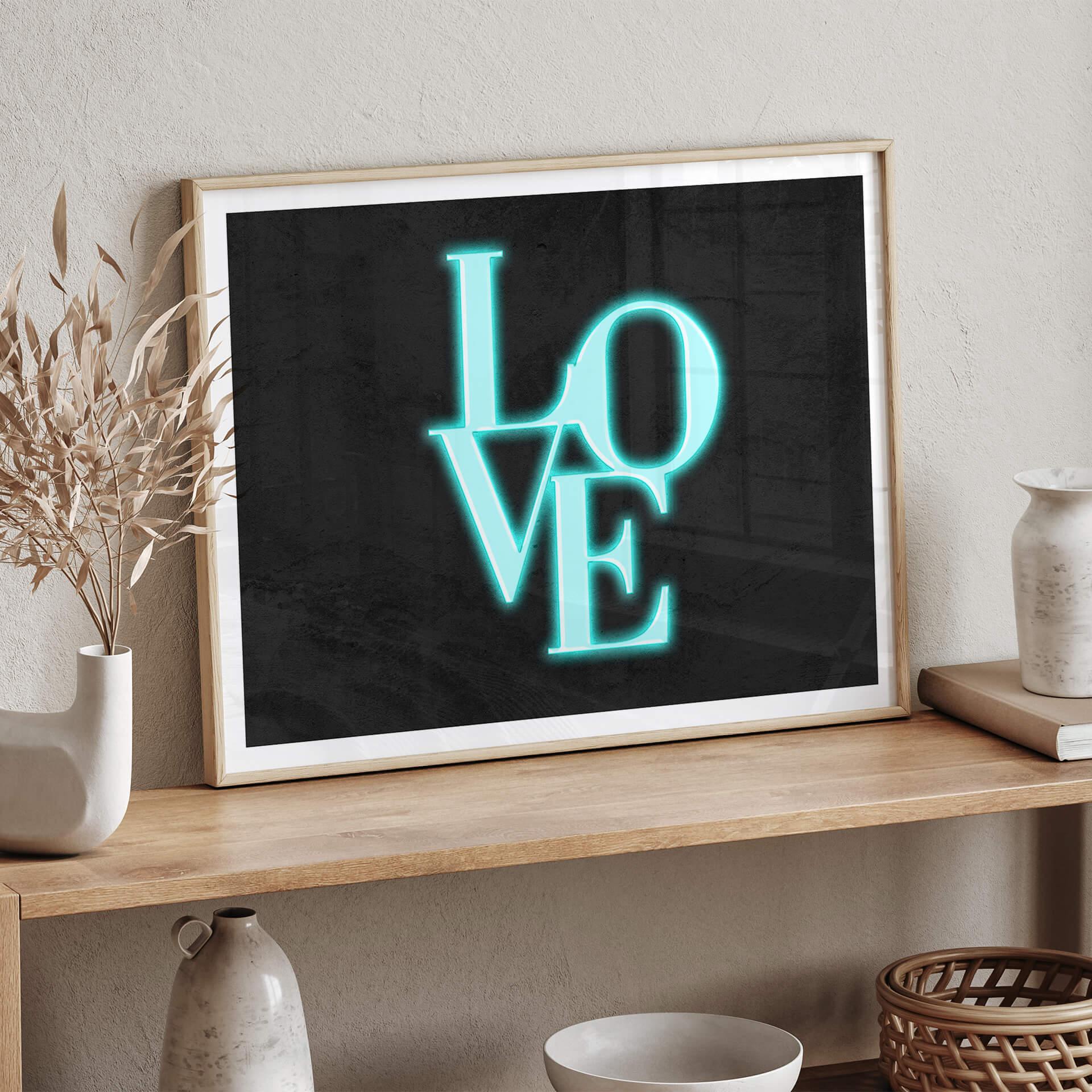 Poster LOVE Schriftzug modern - Neonlicht