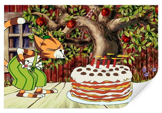 Wallprint W - Pettersson und Findus - Geburtstagstorte