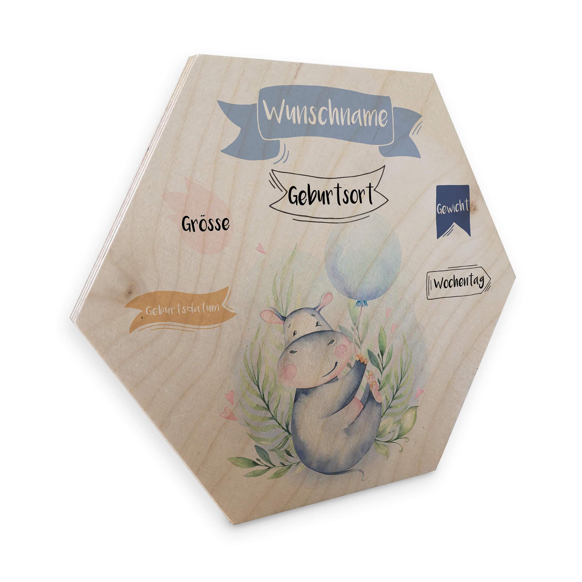 Esagoni in legno Kvilis + Testo - neonato