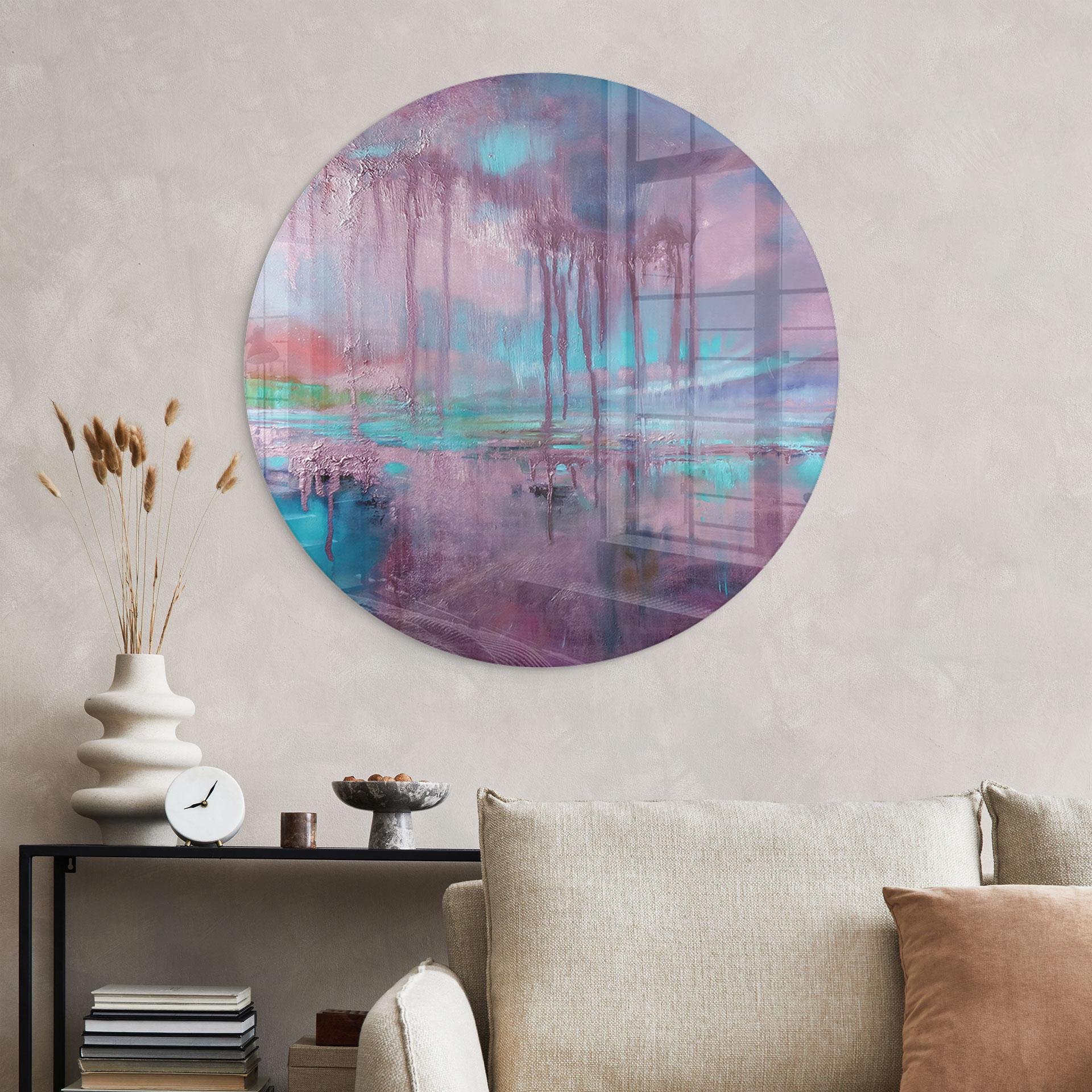 Glasbillede - Violet regn over blå dis - Schmucker - Rund