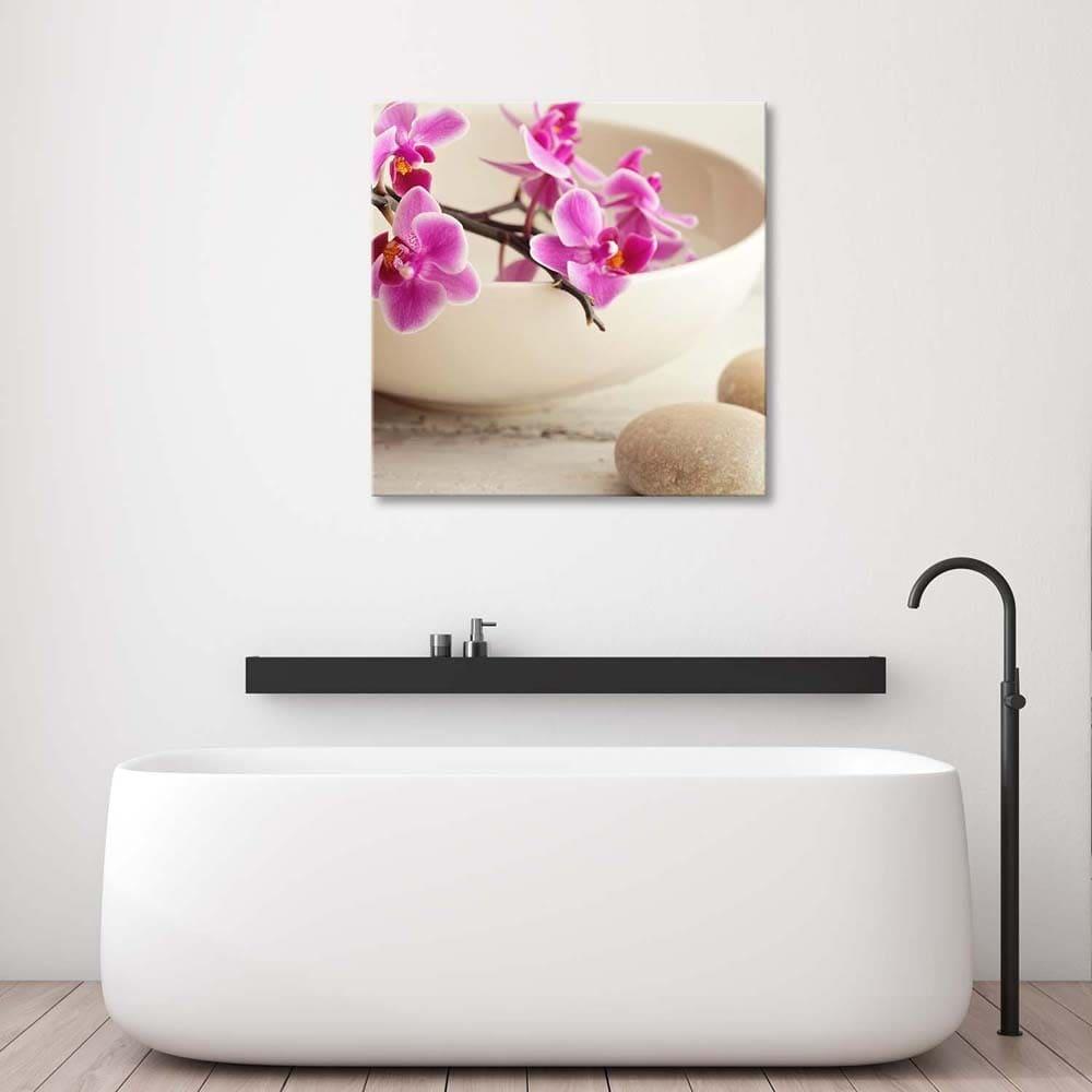 Canvasbillede, Lyserød orkidé Zen Spa