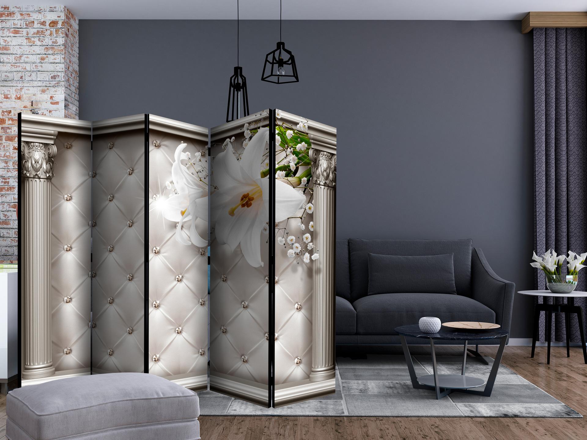 Schermo divisorio - Eleganza delle colonne , 5 pezzi - 225x172 cm