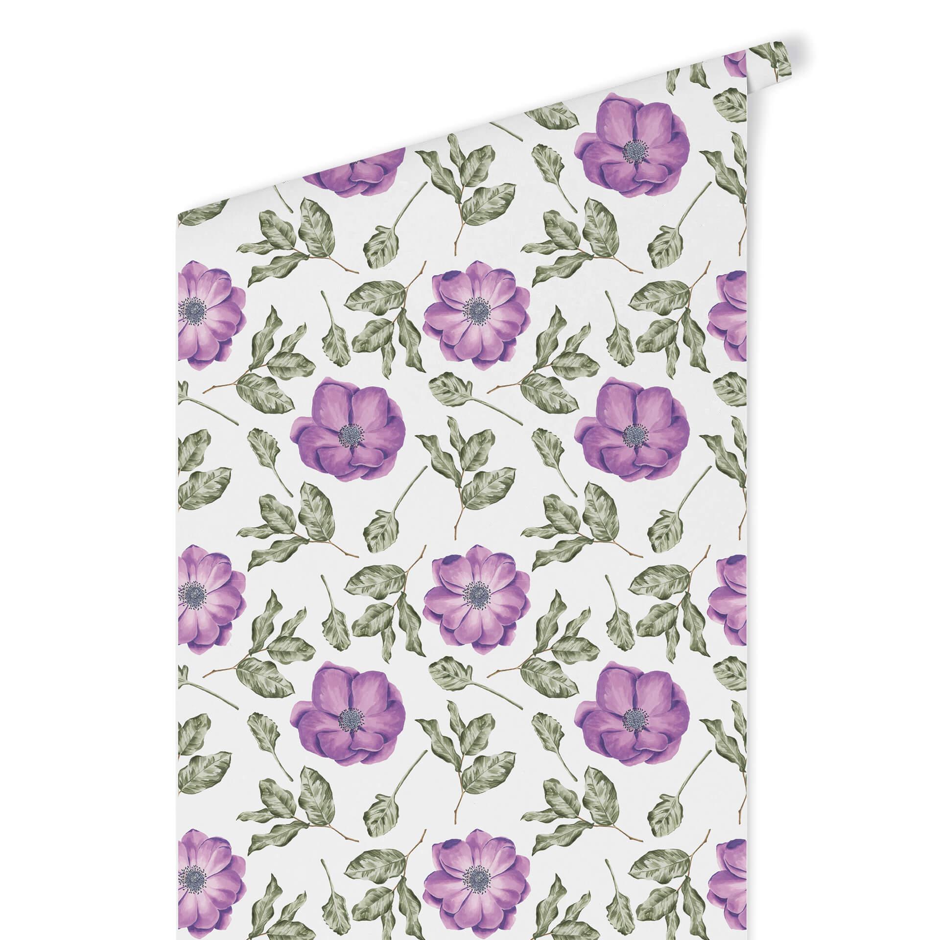 Patroonbehang – Aquarel Bloemen 05 – paars