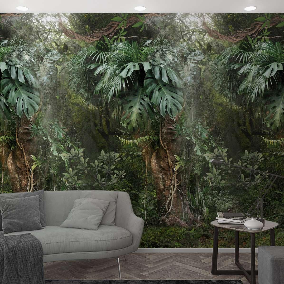 Tapet Fototapet junglemotiv grøn,Blomst 2,70 x 1,59 m