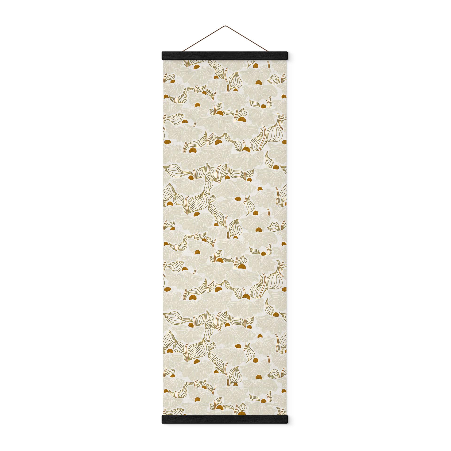 Tekstil plakat Minimalistiske blomster i creme og guld | Vintage blomster - Annick - Panorama