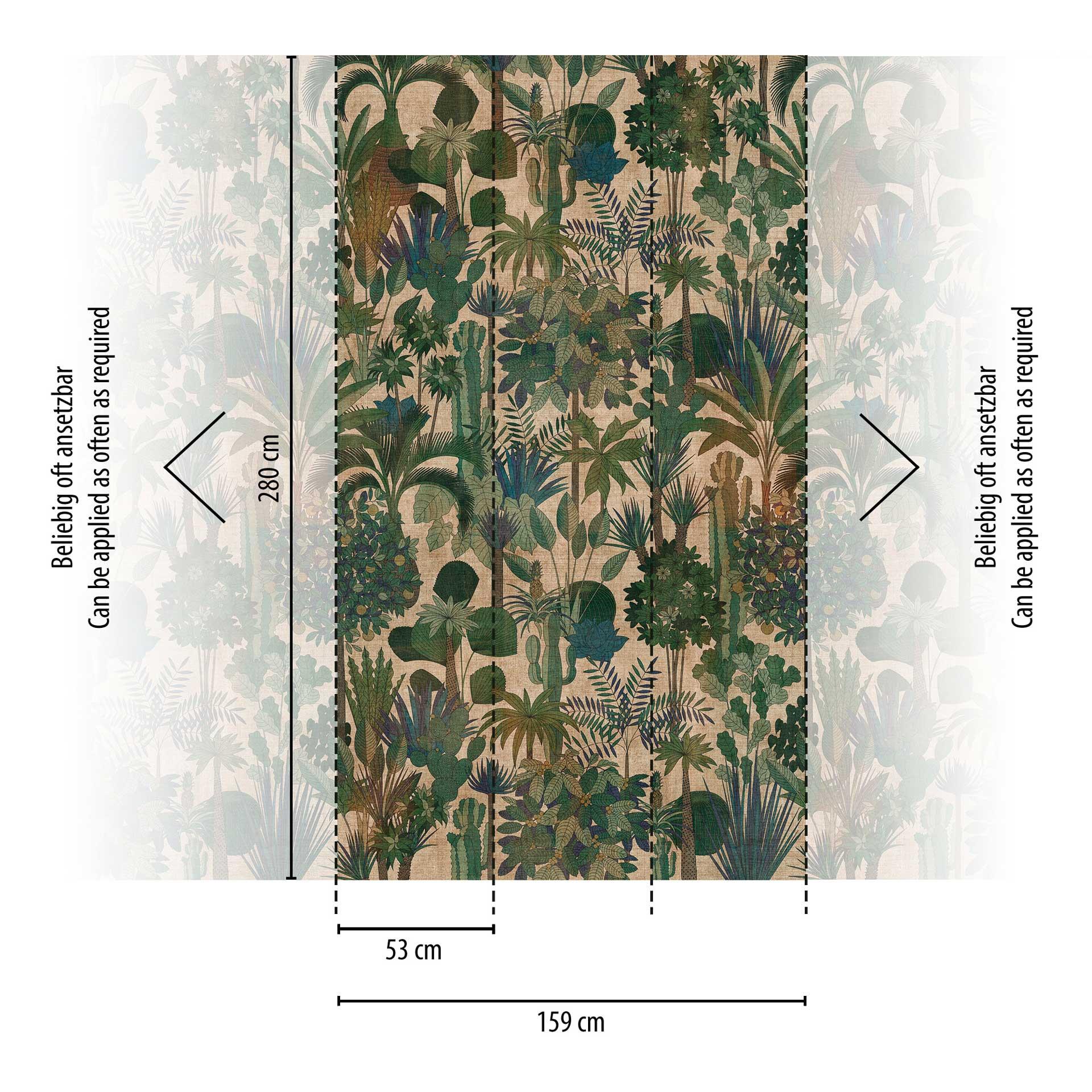 Jungle groen beige - vliesbehang met plantenmotief - Exotisch design