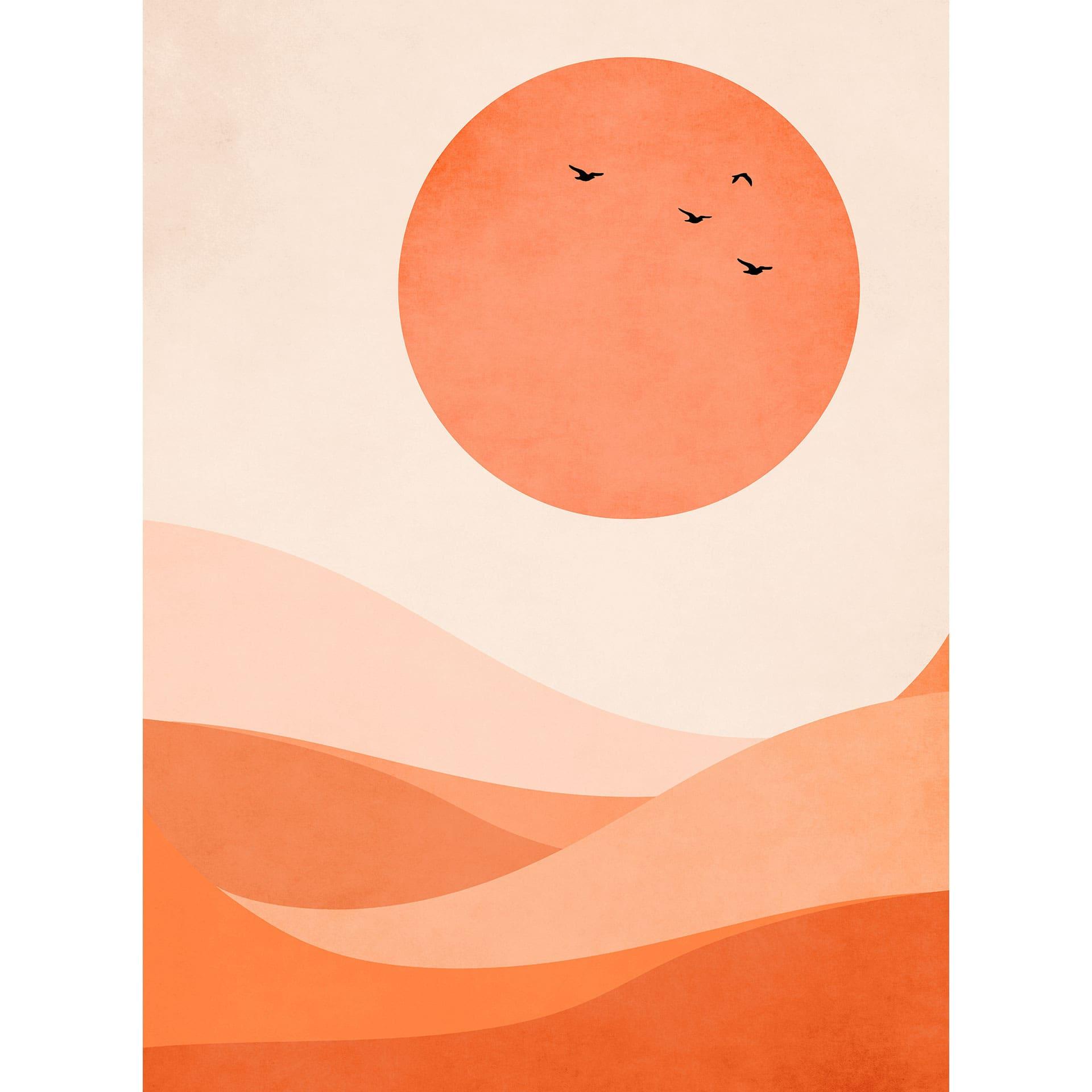 Fotobehang Harmonisch landschap oranje - Kubistika