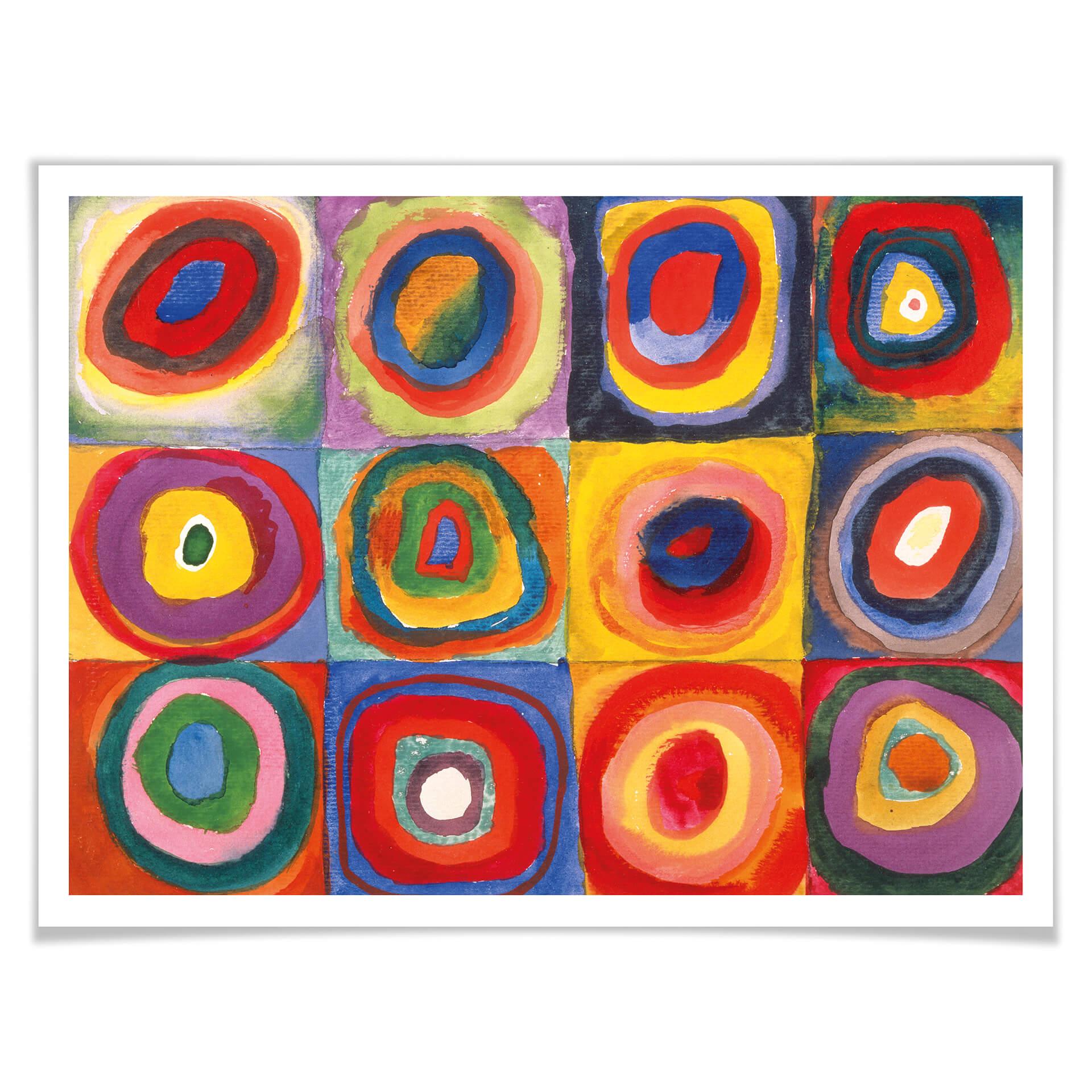 Póster Kandinsky - Estudio de color: cuadrados y anillos concéntricos