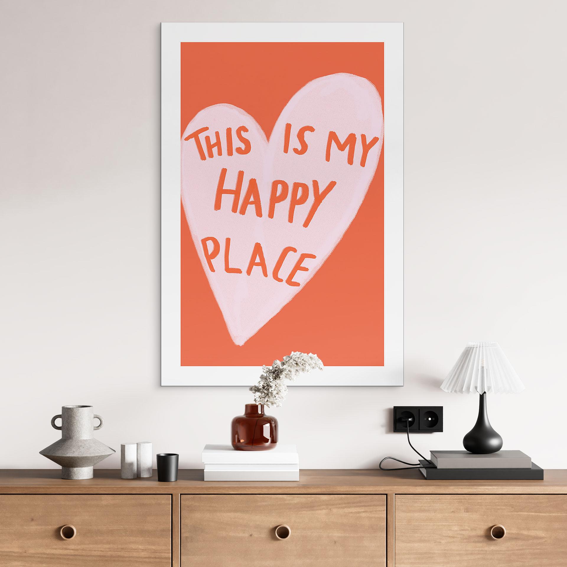 Billede This is my happy place med hjerte - Fritsch – print på aluminium (Alu-Dibond)