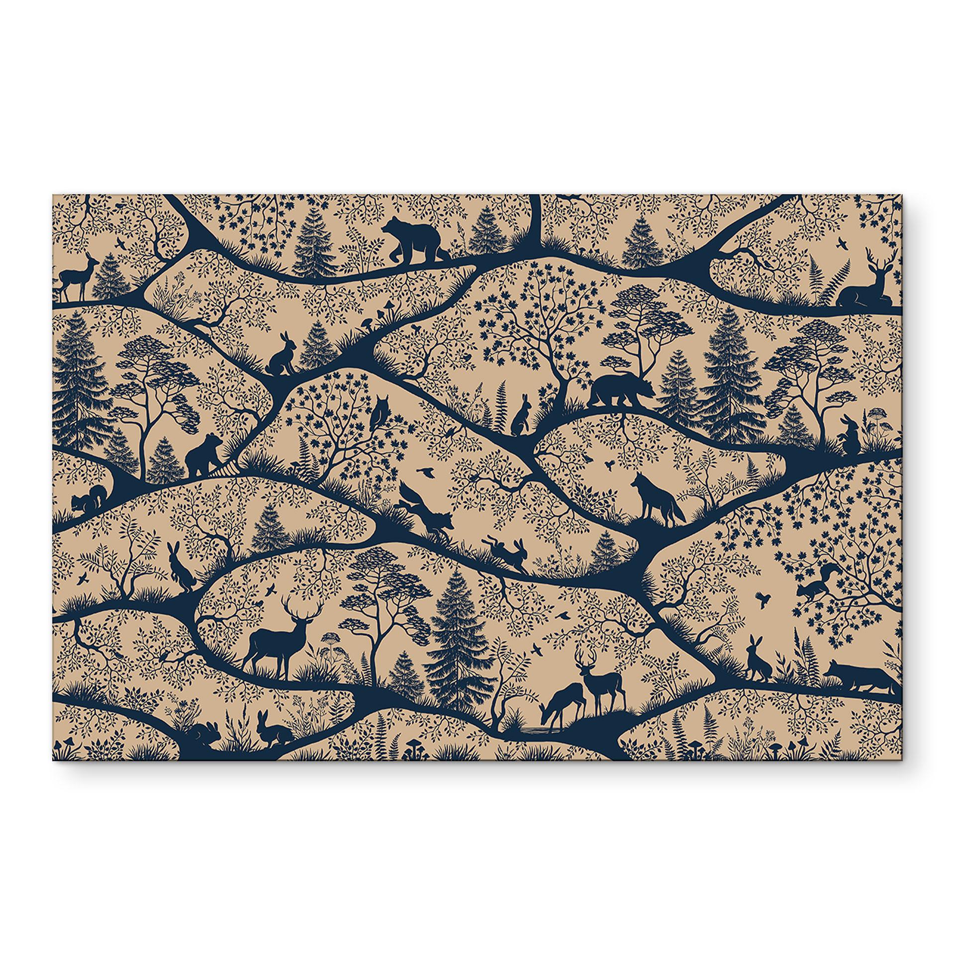 Wanddecoratie Dierensilhouetten in het Noordse Bos - Oliver Robins - Alu-Dibond