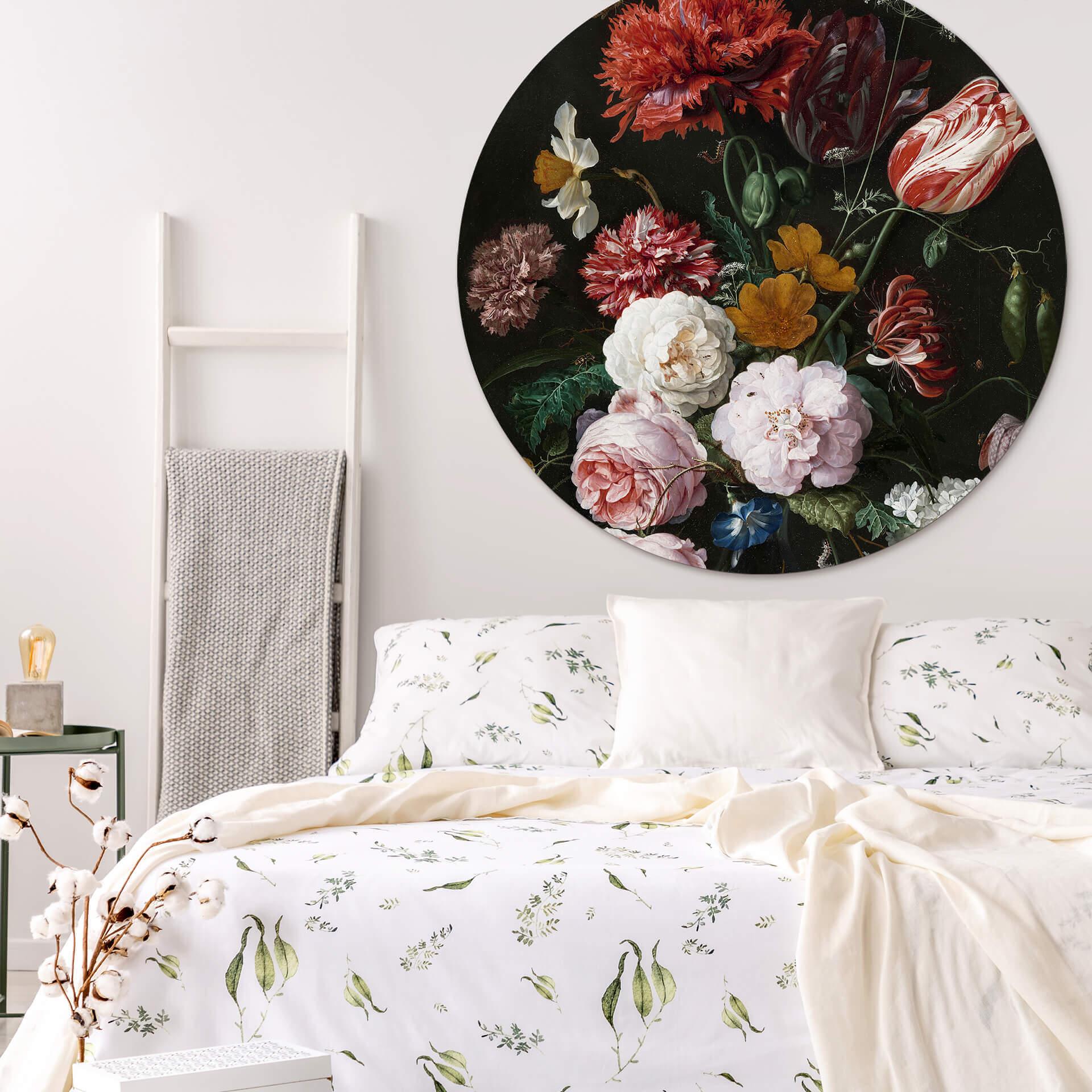 Alu-Dibond de Heem - Stillleben mit Blumen in einer Glasvase - Rund