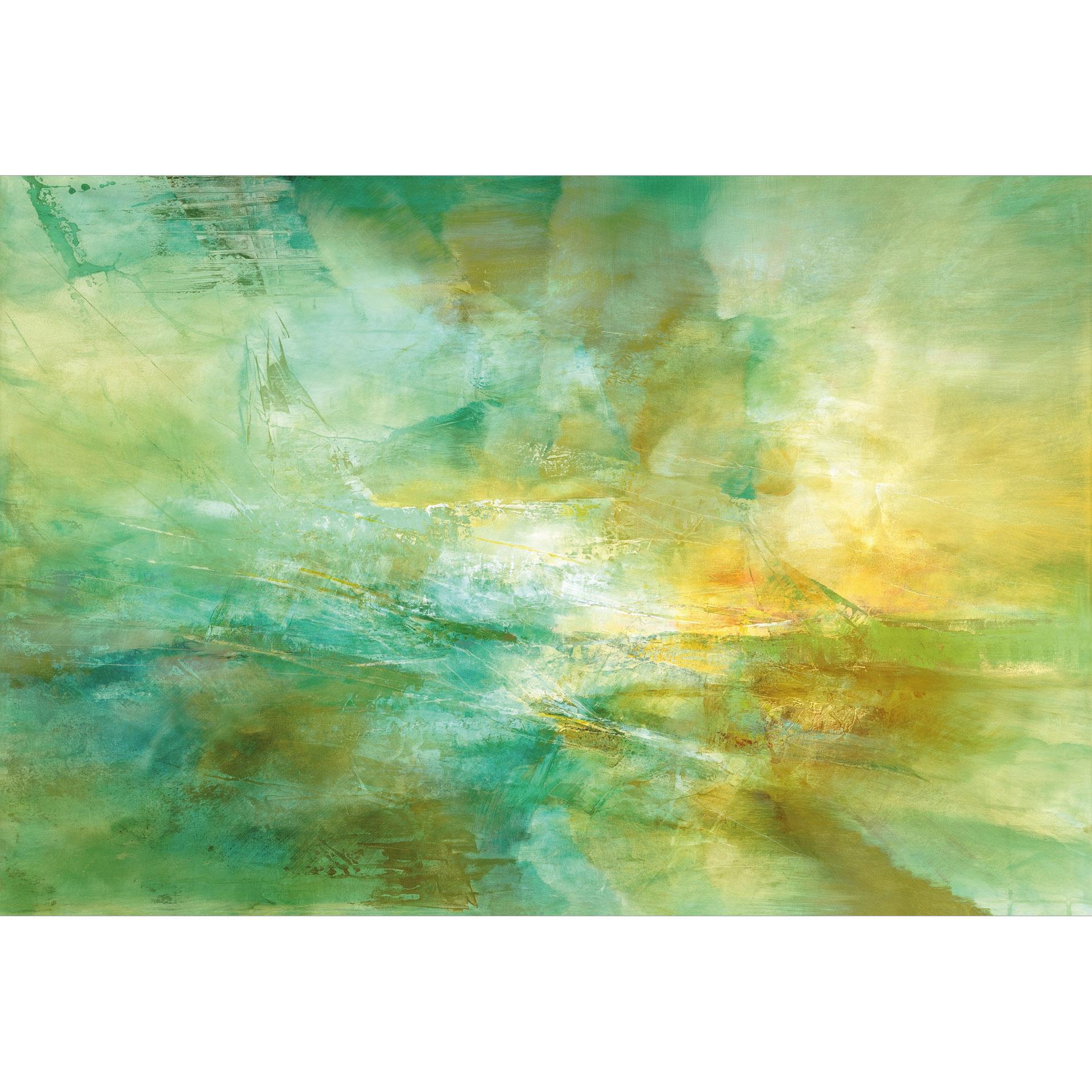 Abstract horizonbehang in limoengroen - Schmucker