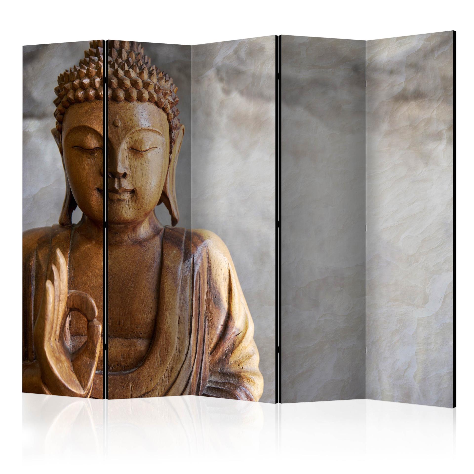 Rumdeler med skærm - Buddha, 5-delt - 225x172 cm