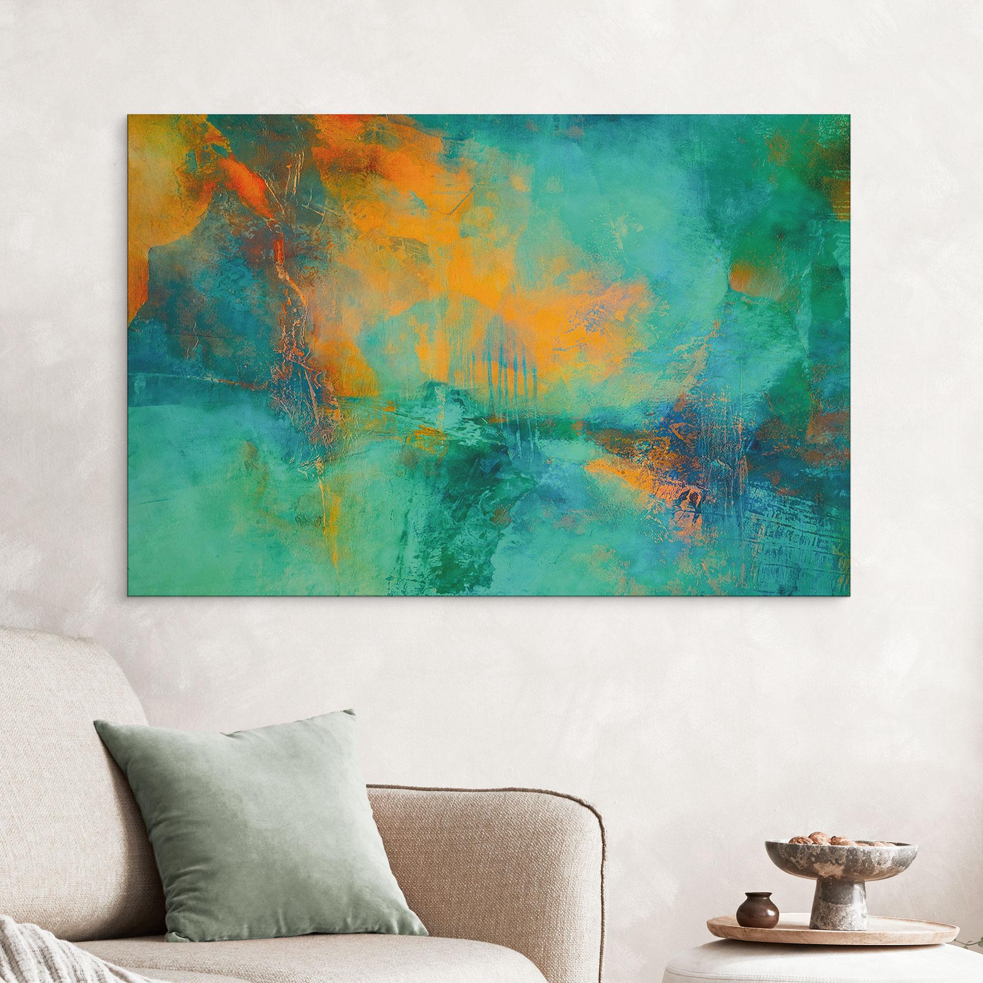 Billede turkis aurora borealis - Schmucker – print på aluminium (Alu-Dibond)