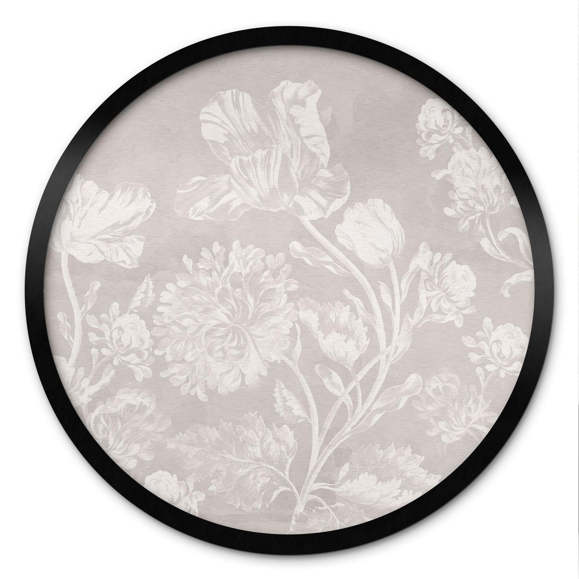 Poster Vilda blommor i kritlook Beige - Blomstersmycke - Dekor - Rund