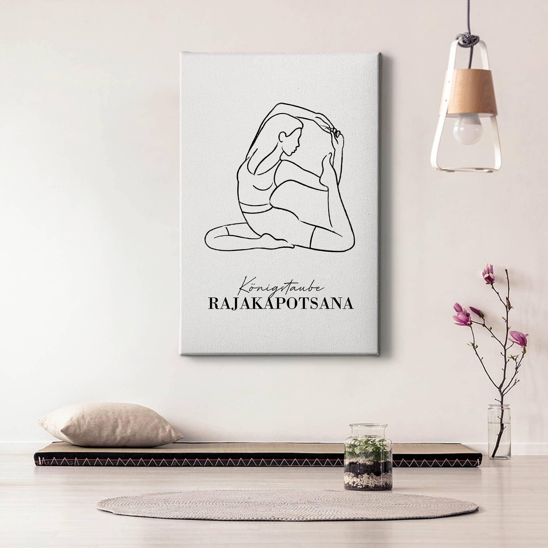 Leinwandbild Yoga - Königstaube - Line Art