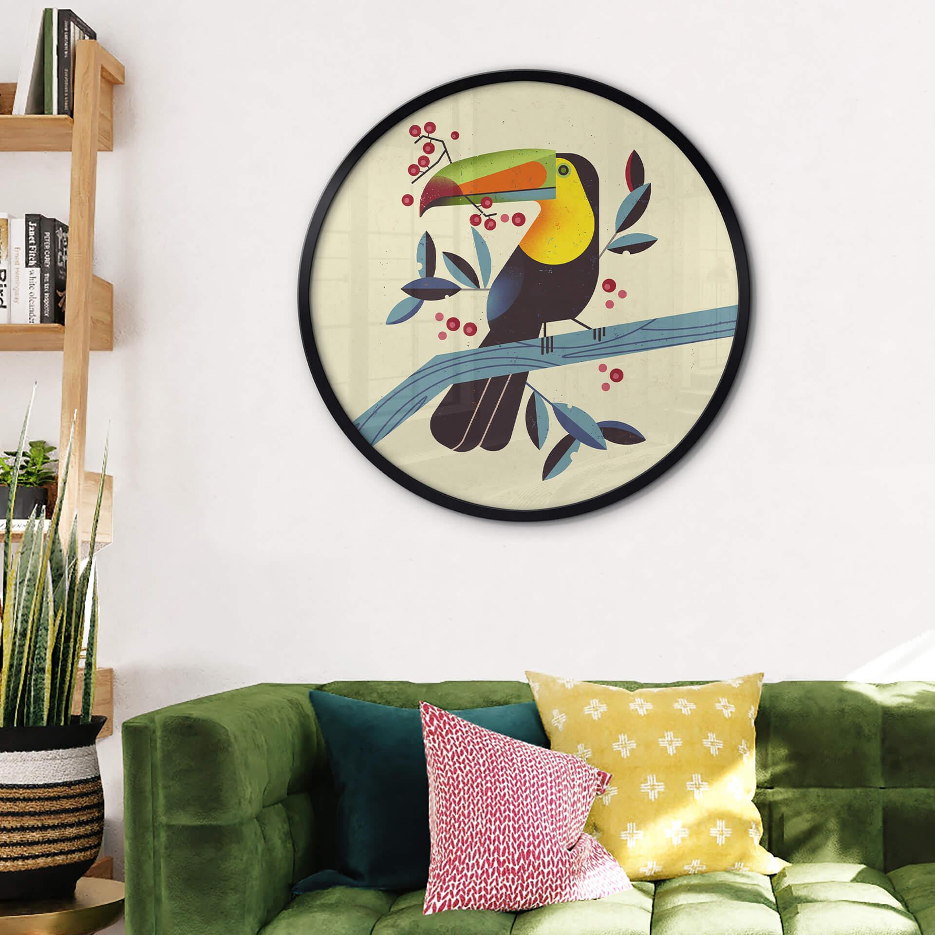 Poster Tropischer Vogel - Tukan Rund - Braun