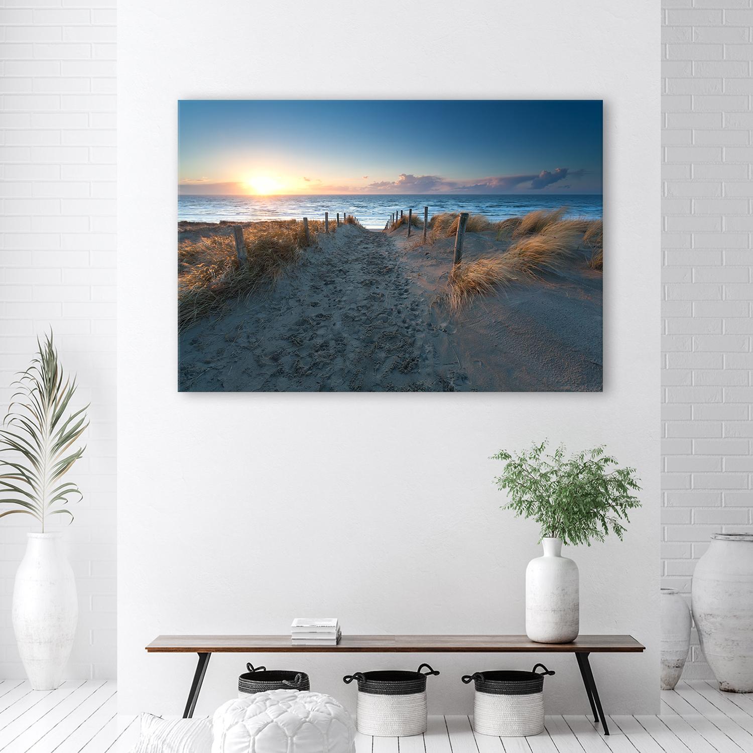 Canvasbillede, solnedgang over havet