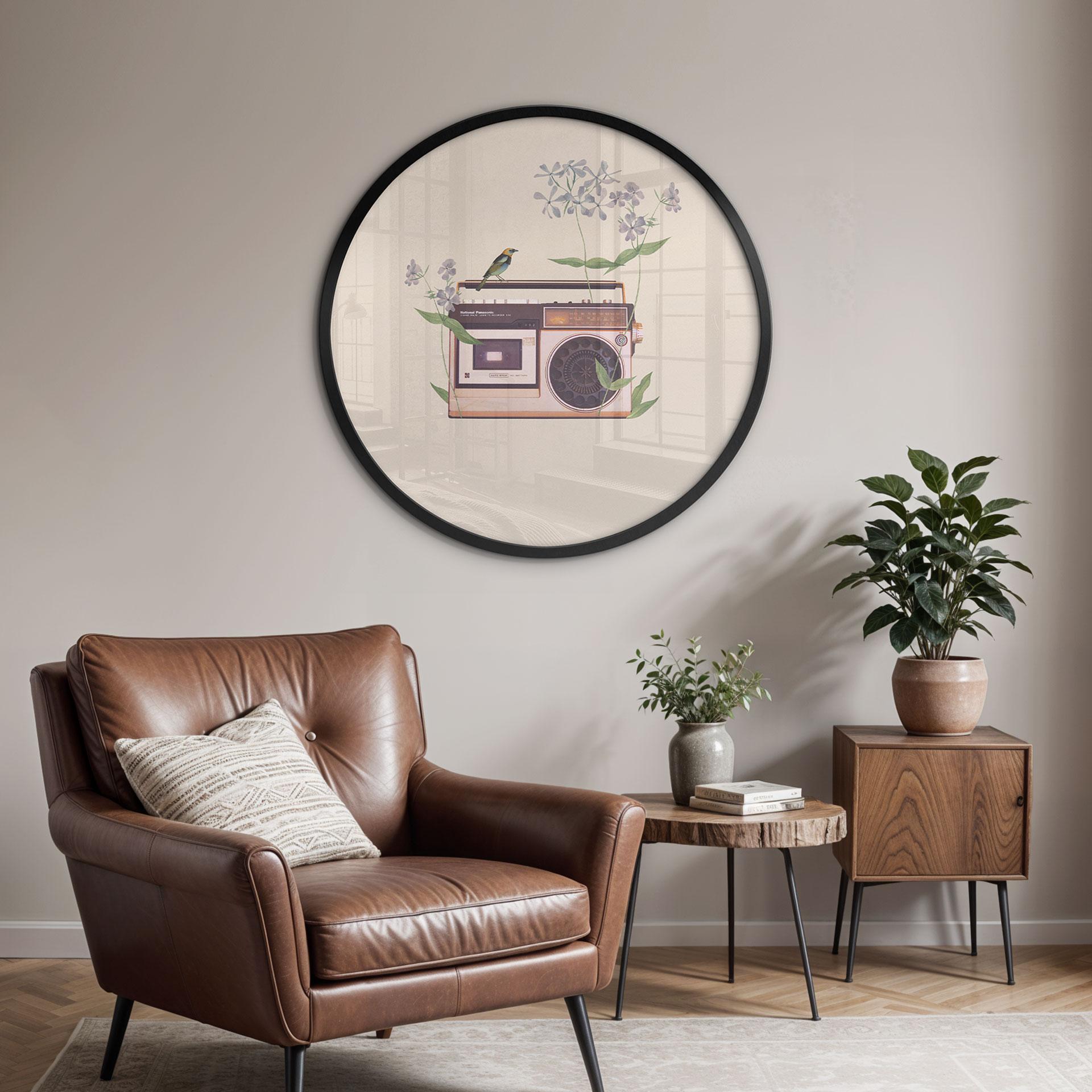 Póster Retro Radio floral - Frida Floral Studio - Redondo