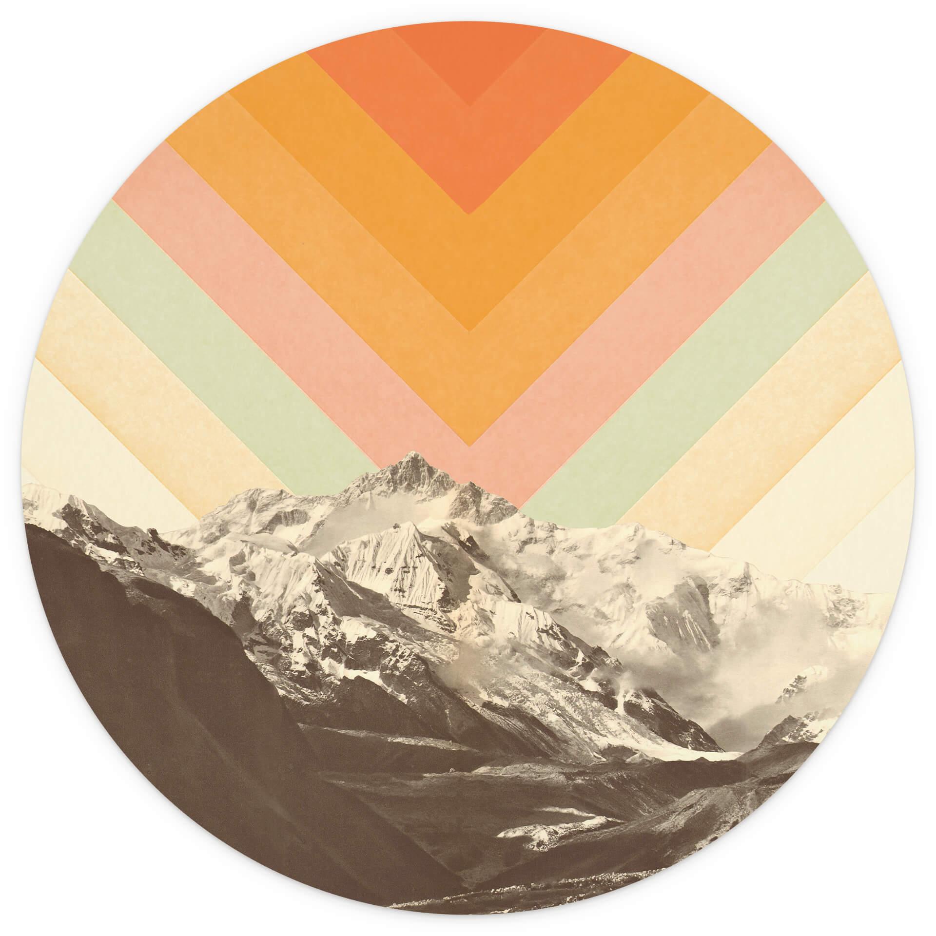Behangcirkel Bodart - Retro Landschap - vliesbehang/zelfklevend vliesbehang