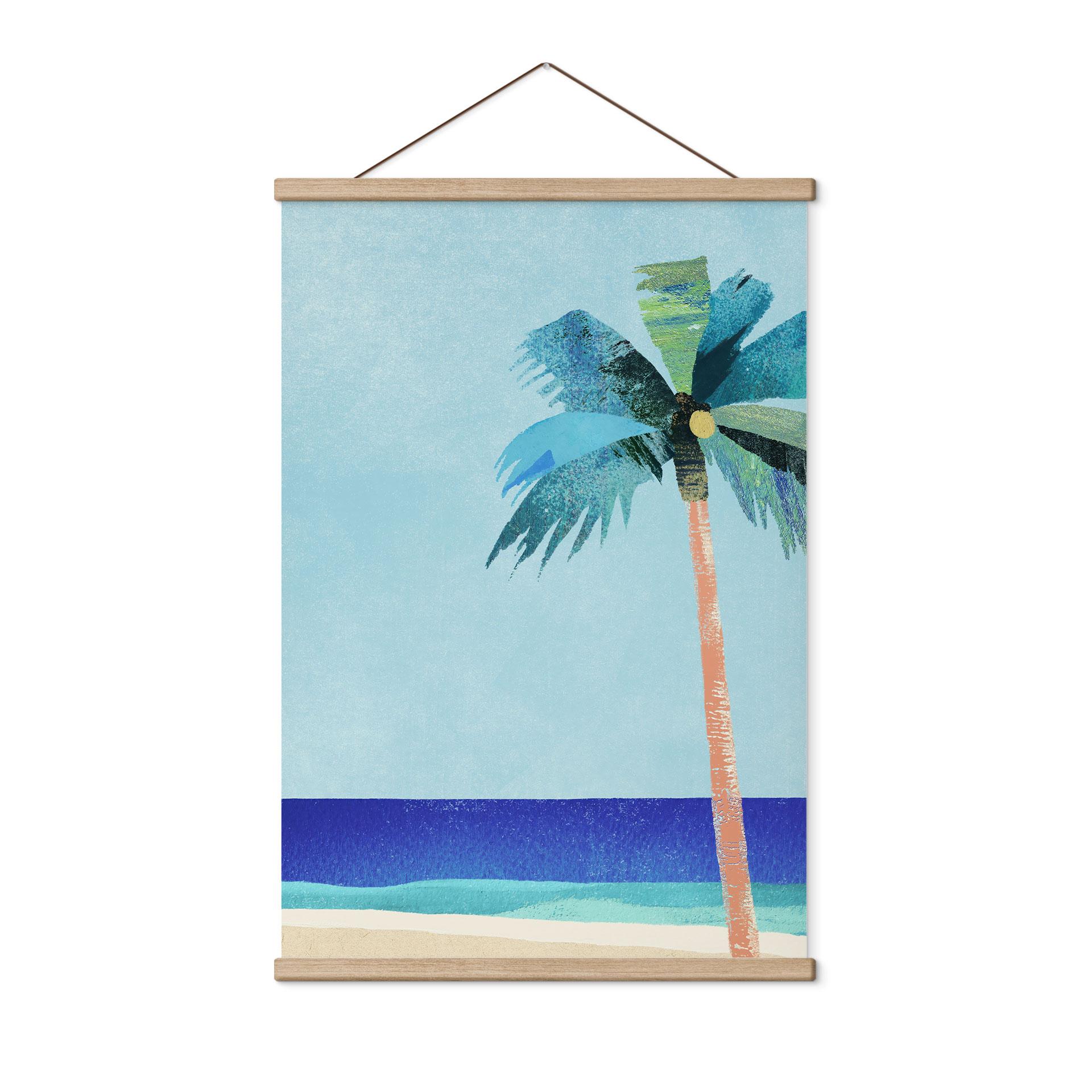 Textielposter Vakantiestrand met palmboom - Rivers
