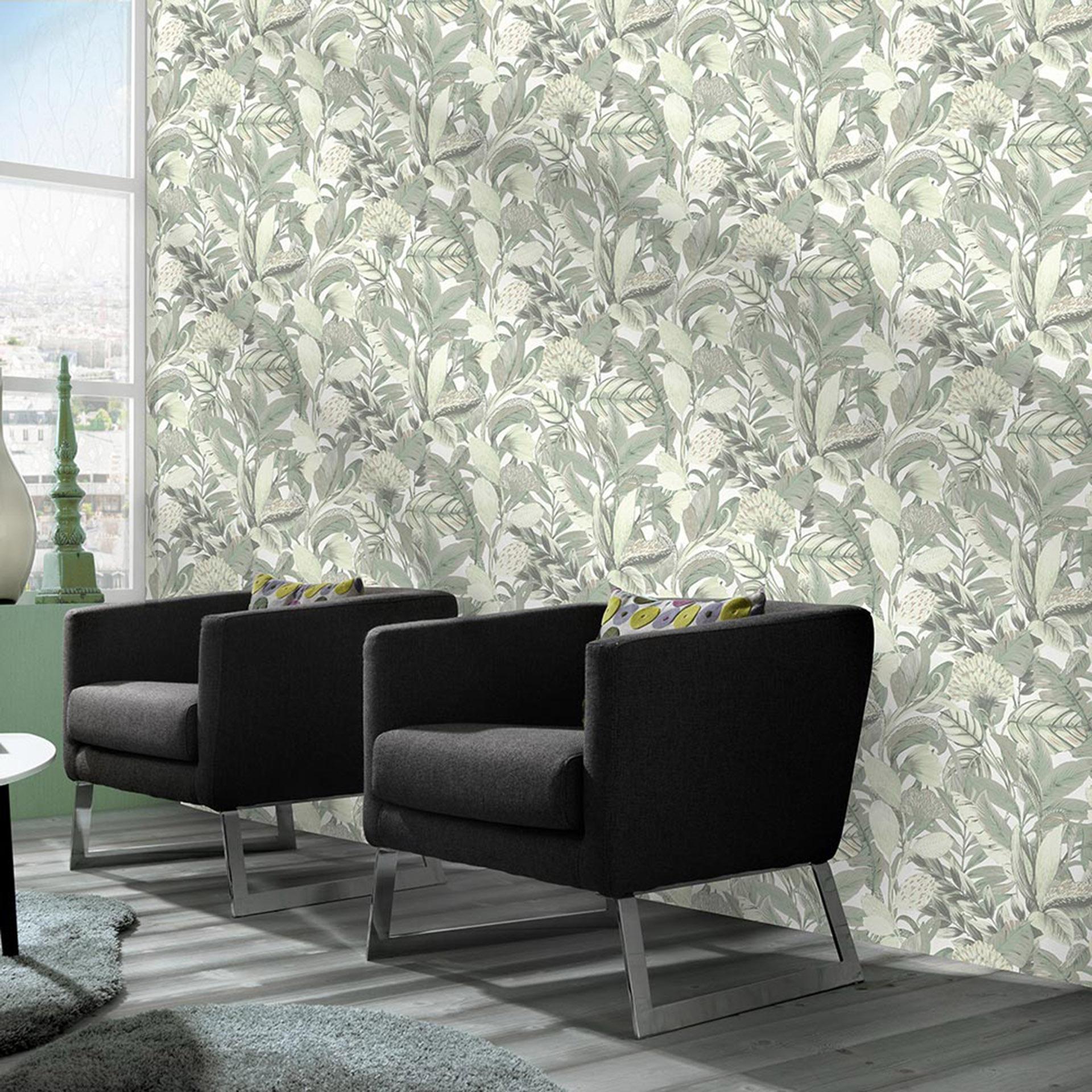 Elle Decoration Patroonbehang Groen