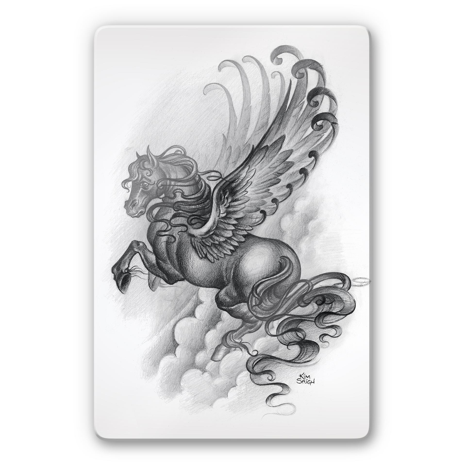 Tableau en verre - LA Ink - Cheval ailé