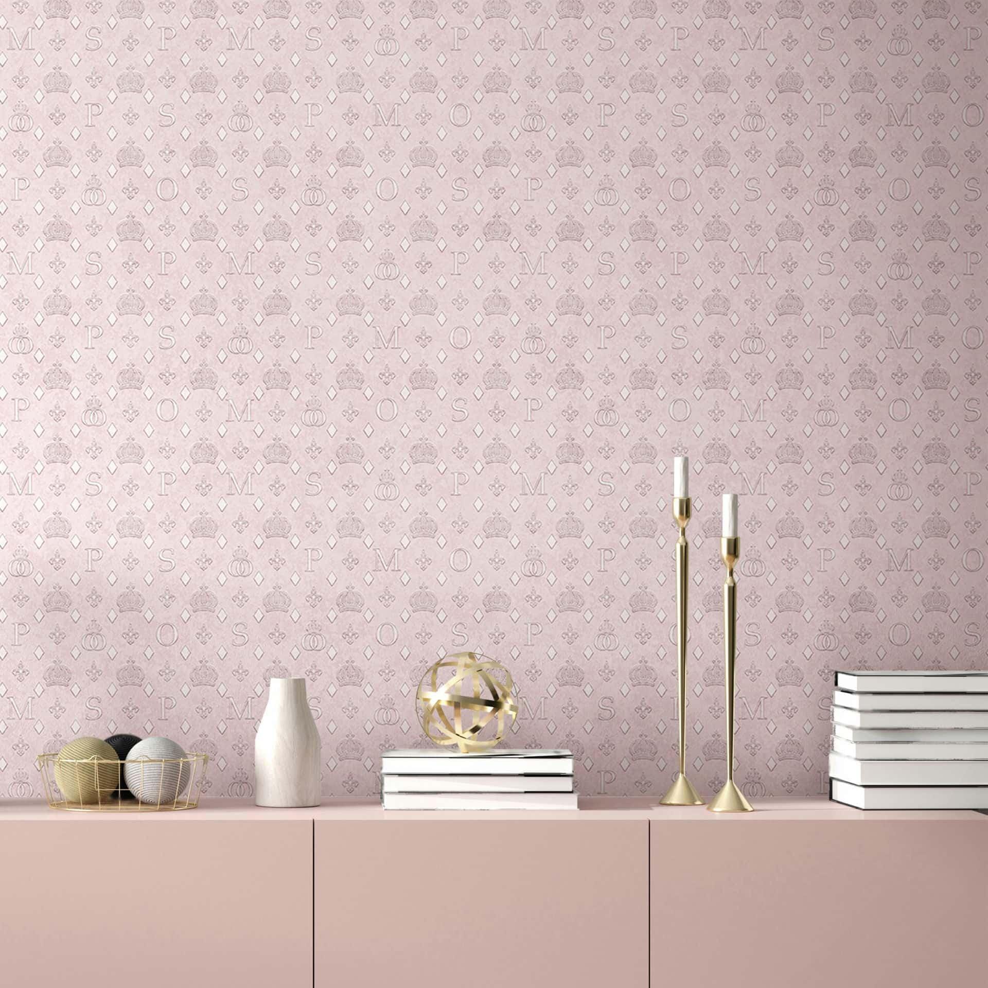 Ikke-vævet tapet kroner, romber grafisk designer mat i rosa-brun