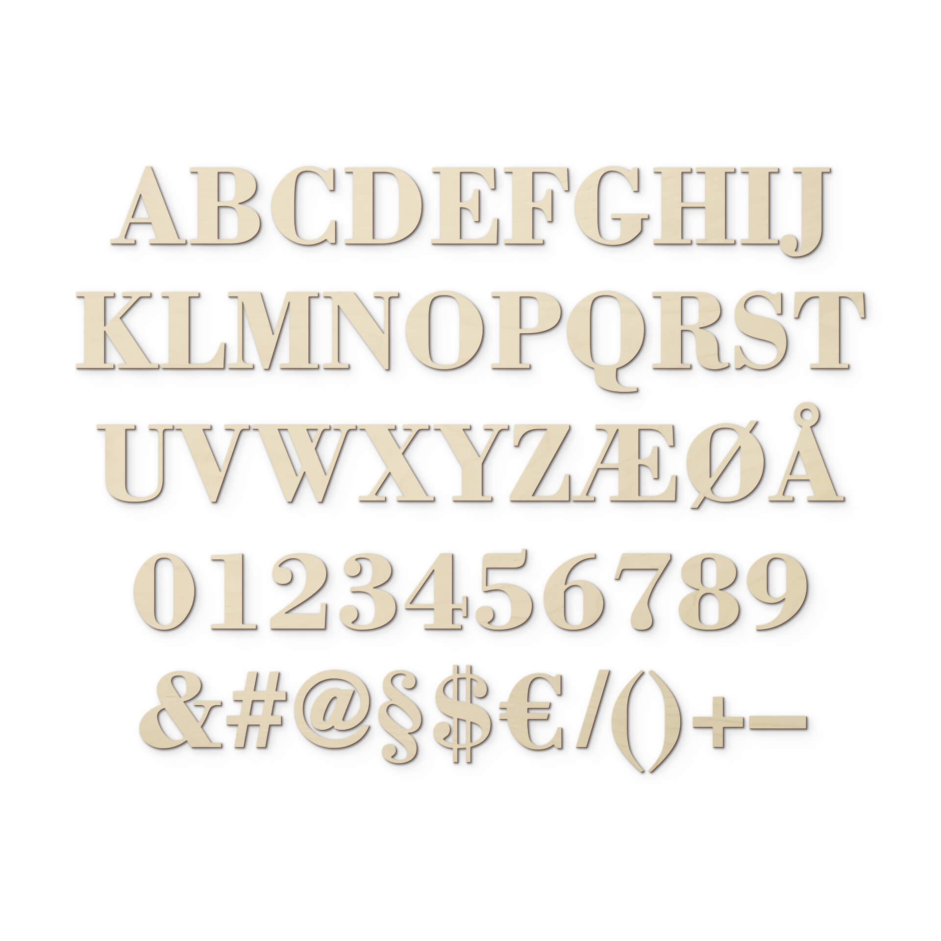 Letras de madera de álamo - Fuente Bodoni