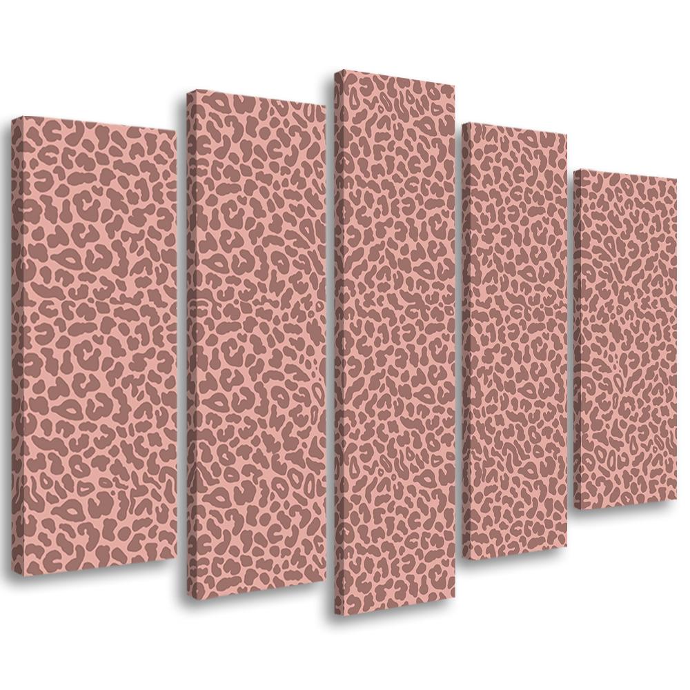5 stykke lærredsprint, Leopard Leopard Pels Patches Mønster