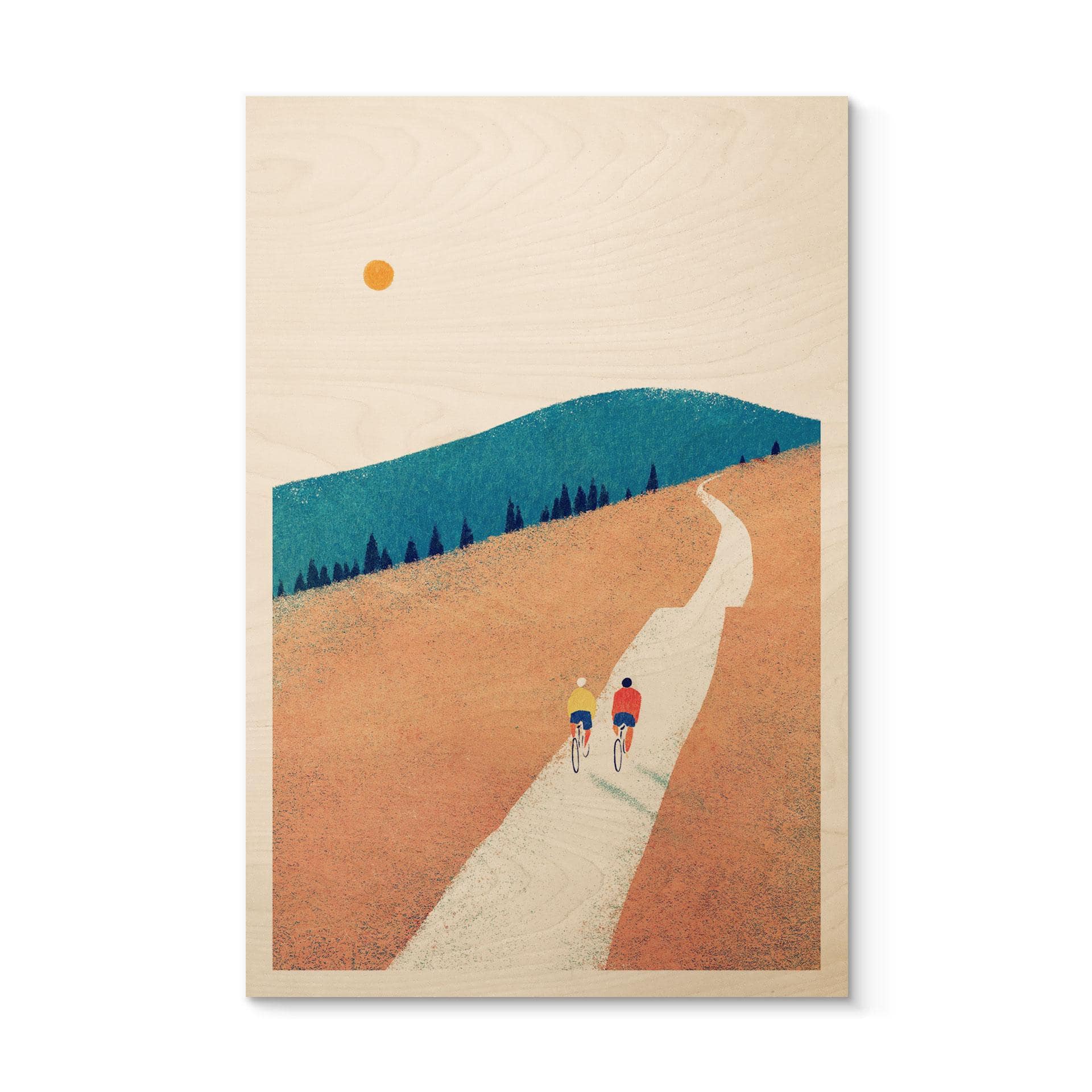 Tableau sur bois Randonnée à vélo dans les montagnes - Rivers