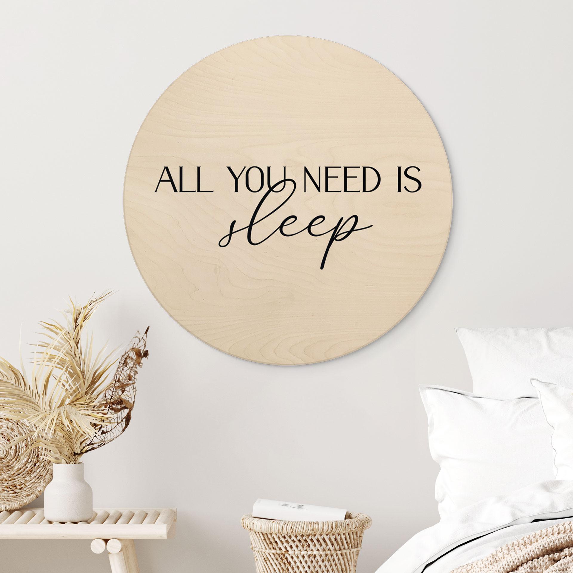 Væg cirkel træ All you need is sleep